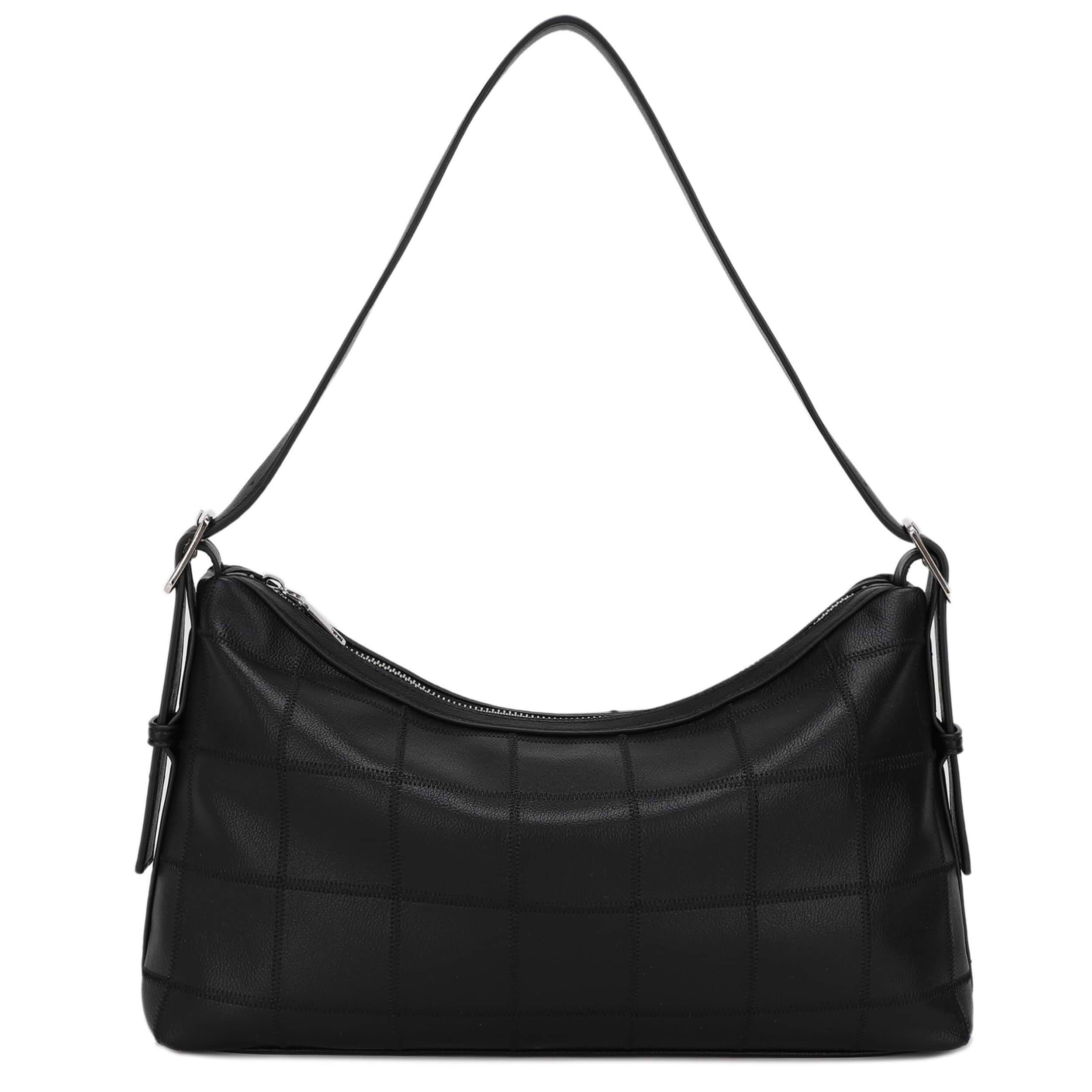 Slouchy Vegan Leather Shoulder Bag for Women Trendy Hobo Purse Soft vegan leather silver-tone hardware smooth zipper adjustable shoulder strap roomy interior with pockets