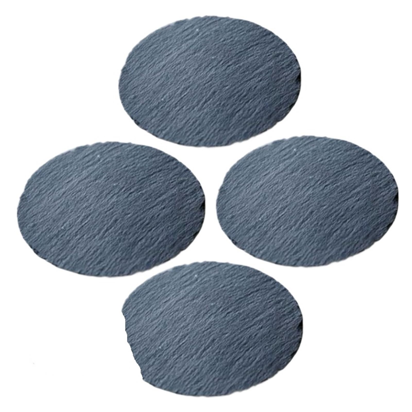 4Pcs Square Circle Heat-Insulating Carved Coasters Slate Dining Mat Reusable Stone Home Accessories Tableware Placemat Dish(Circle 4pcs)