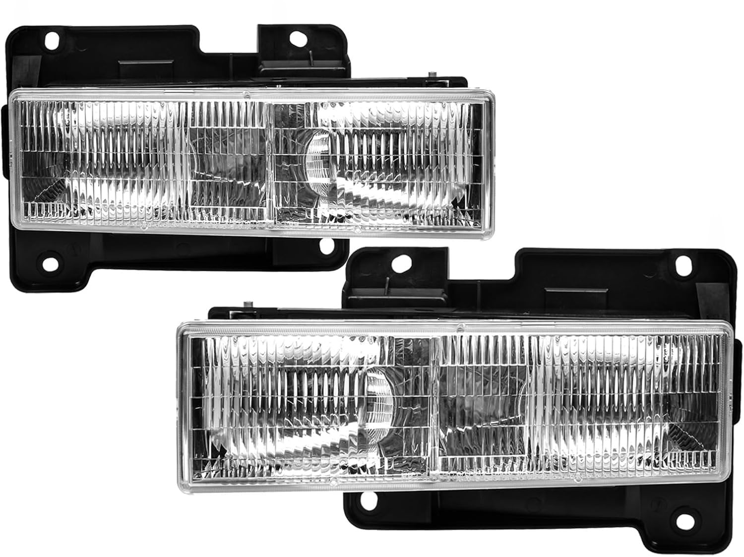 2Pcs Headlights Assembly compatible with 1988-2002 Chevy Silverado GMC 1500 2500 3500 Suburban,1992-1999 Blazer,1995-2000 Tahoe Halogen Head Light Headlamp, Replace #GM2502101 GM2503101