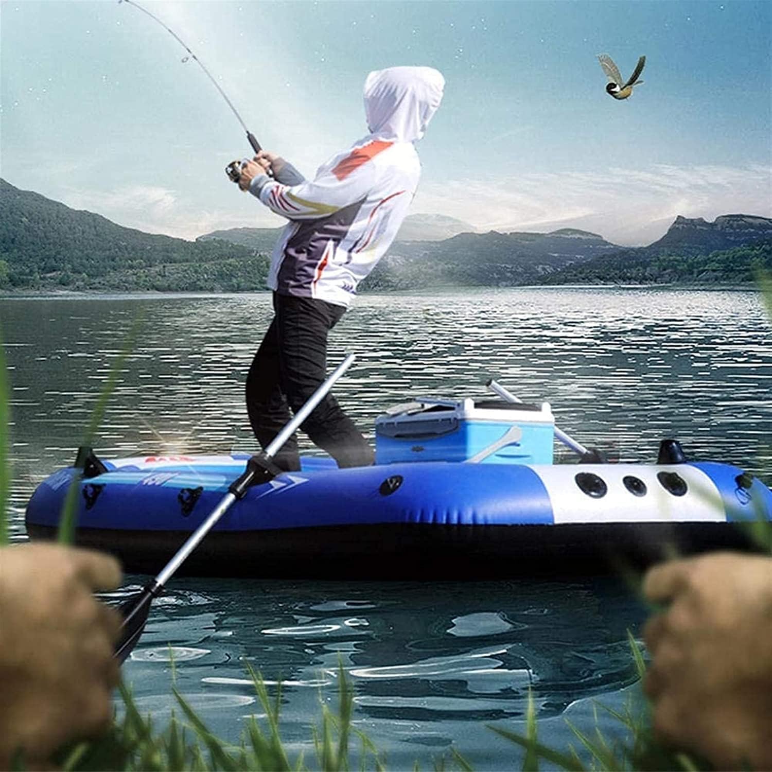 OLOTU Touring Kayak Two Person Inflatable Boat Lightweight Inflatable Kayak Raft Boat Wear-Resistant Water Sports Puncture Proof Water Raft Thicken