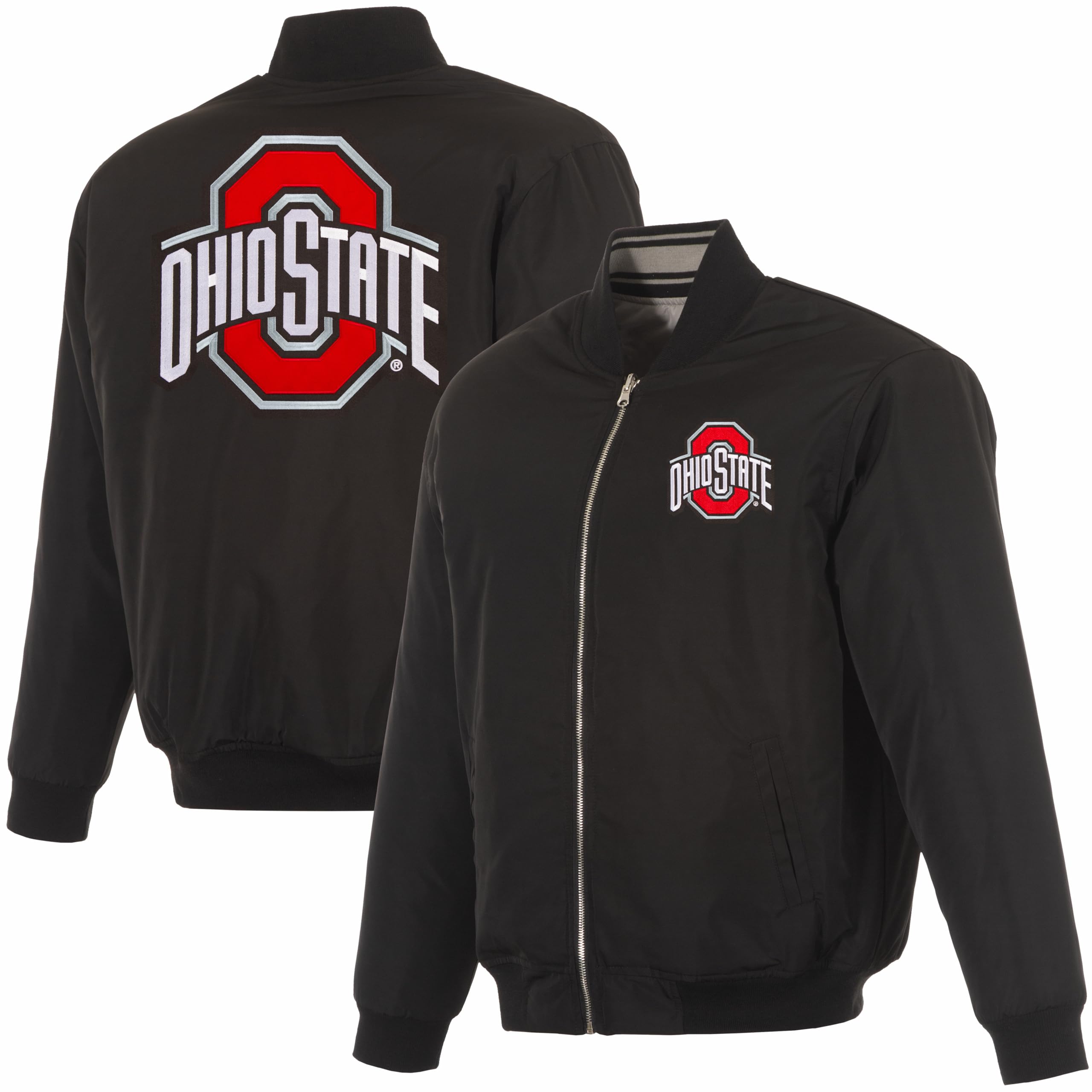 JH Design Ohio State Buckeyes Jacket Reversible Poly Fill Puffer Coat 2 Colors