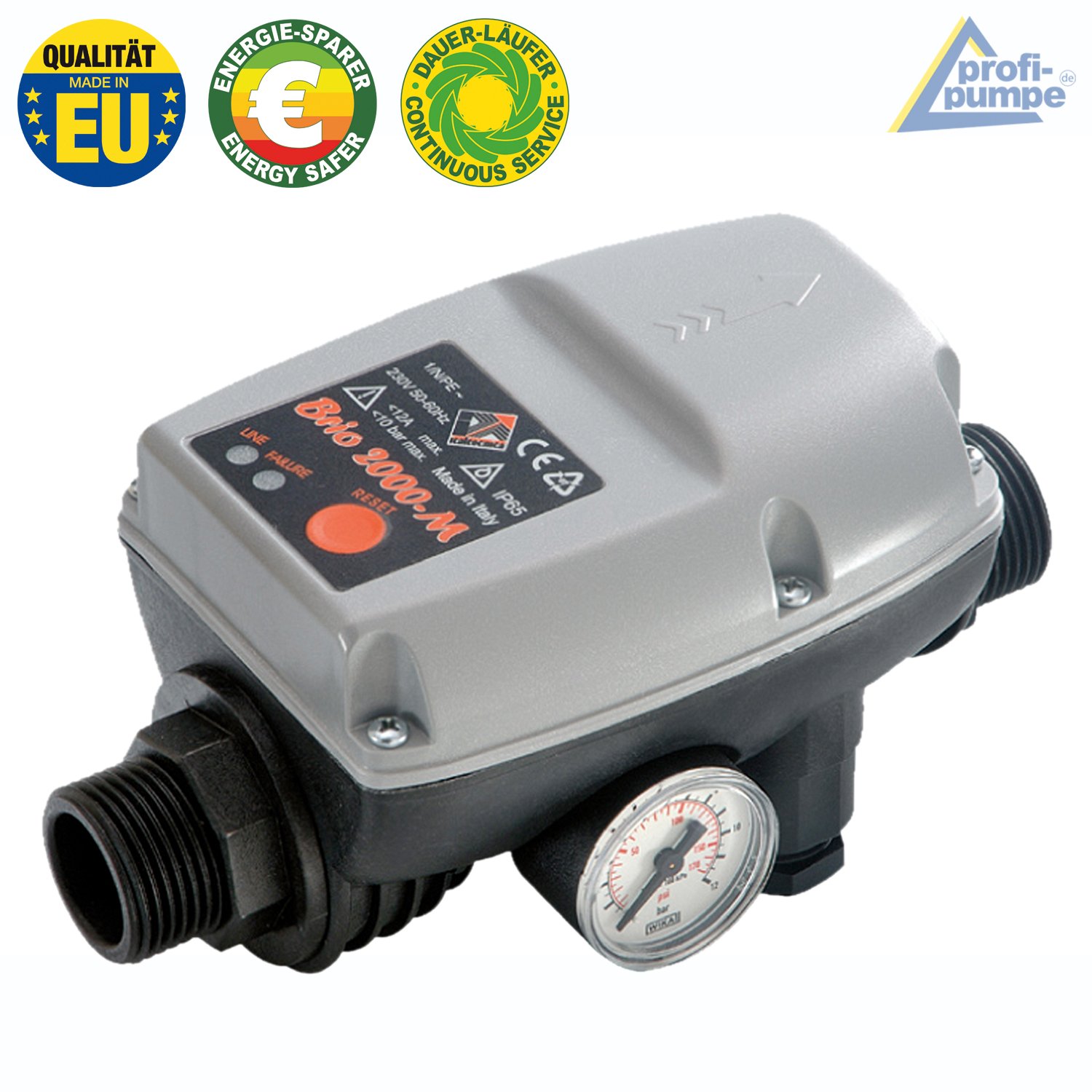 PRESSOSTAT DE COMMANDE DE POMPE Pressostat Régulateur automatique Débitmètre BRIO® câblé pour pompe d'aqueduc domestique Pompe de puits Pompe centrifuge Pompe submersible Pompe de puits profond