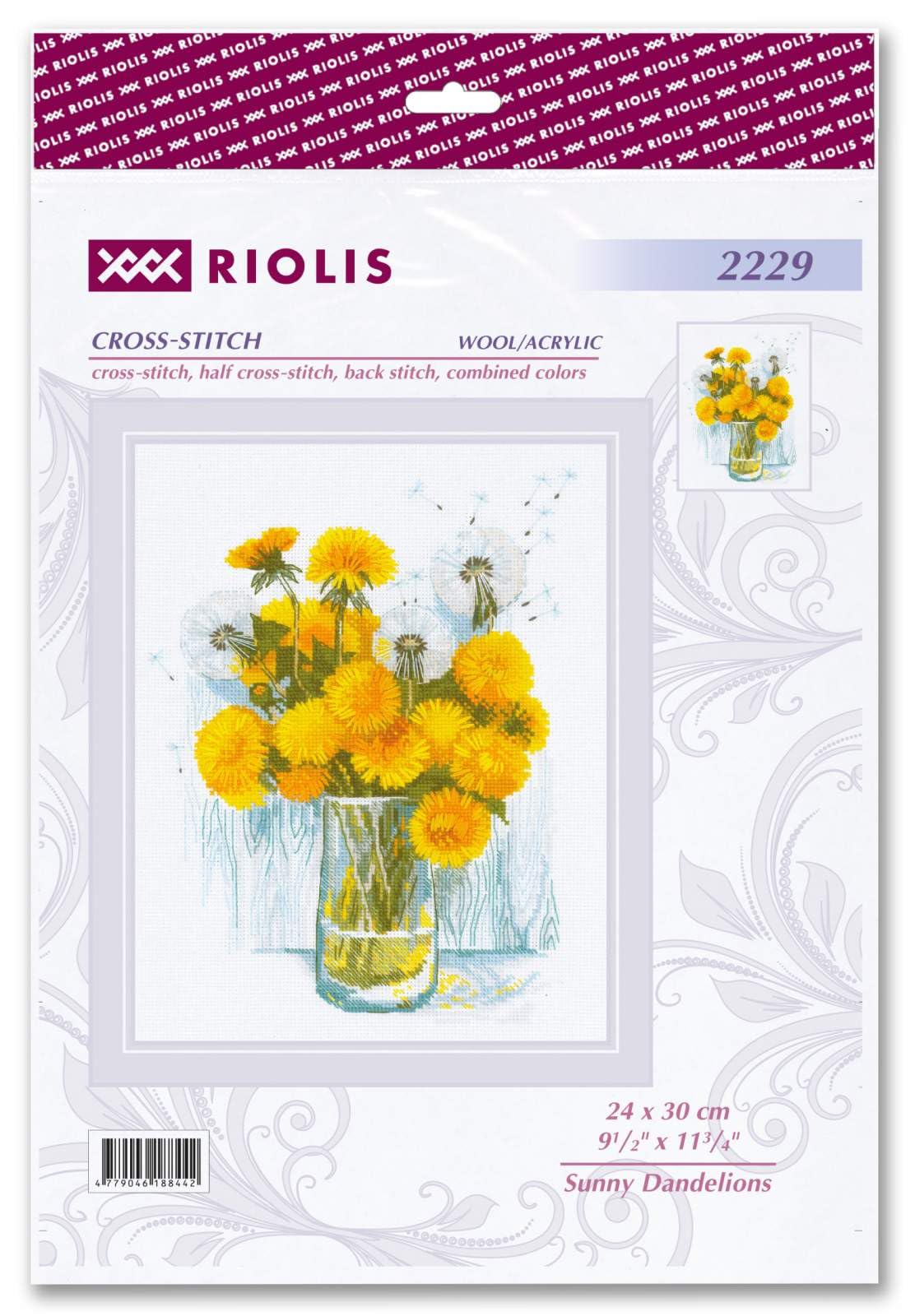 RIOLIS - Soffioni al sole 2229, Punto croce 24x30, Punto croce kit da ricamare, Disegni da ricamare, Embroidery kit, Kit ricamo punto croce