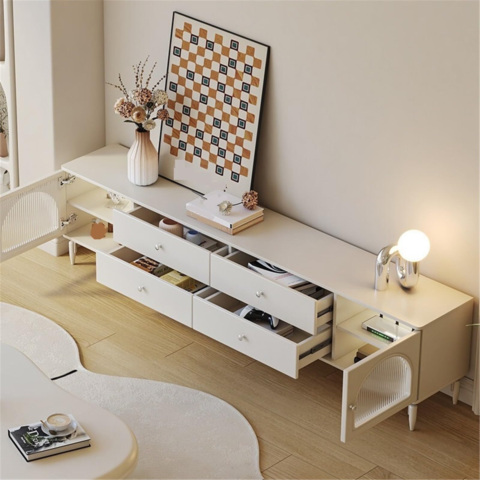 Soporte TV Pared Centro de Entretenimiento con Soporte for TV Granja gabinetes Almacenamiento Mesa Consola Multimedia Mueble de TV con estantes
