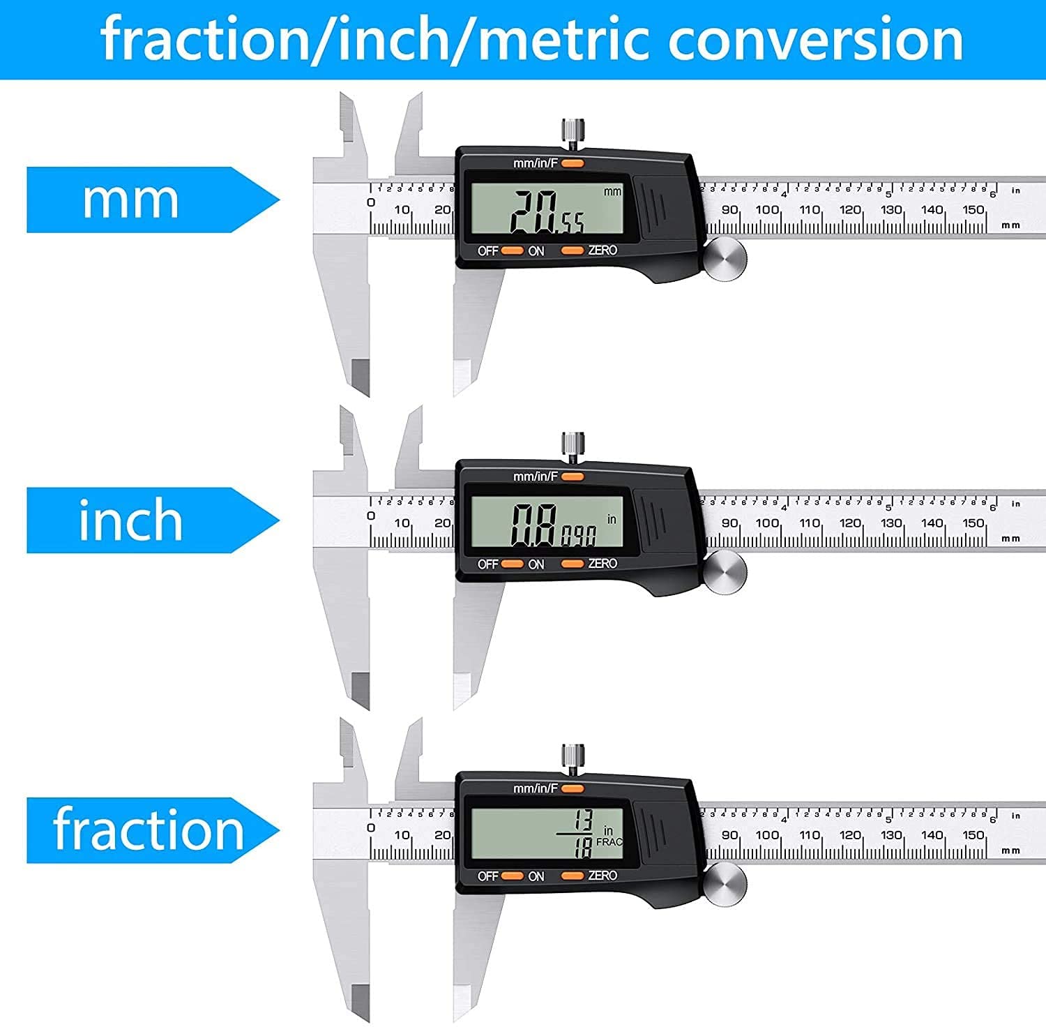 Digital Vernier Caliper,eSynic 150mm Professional Digital Caliper 6