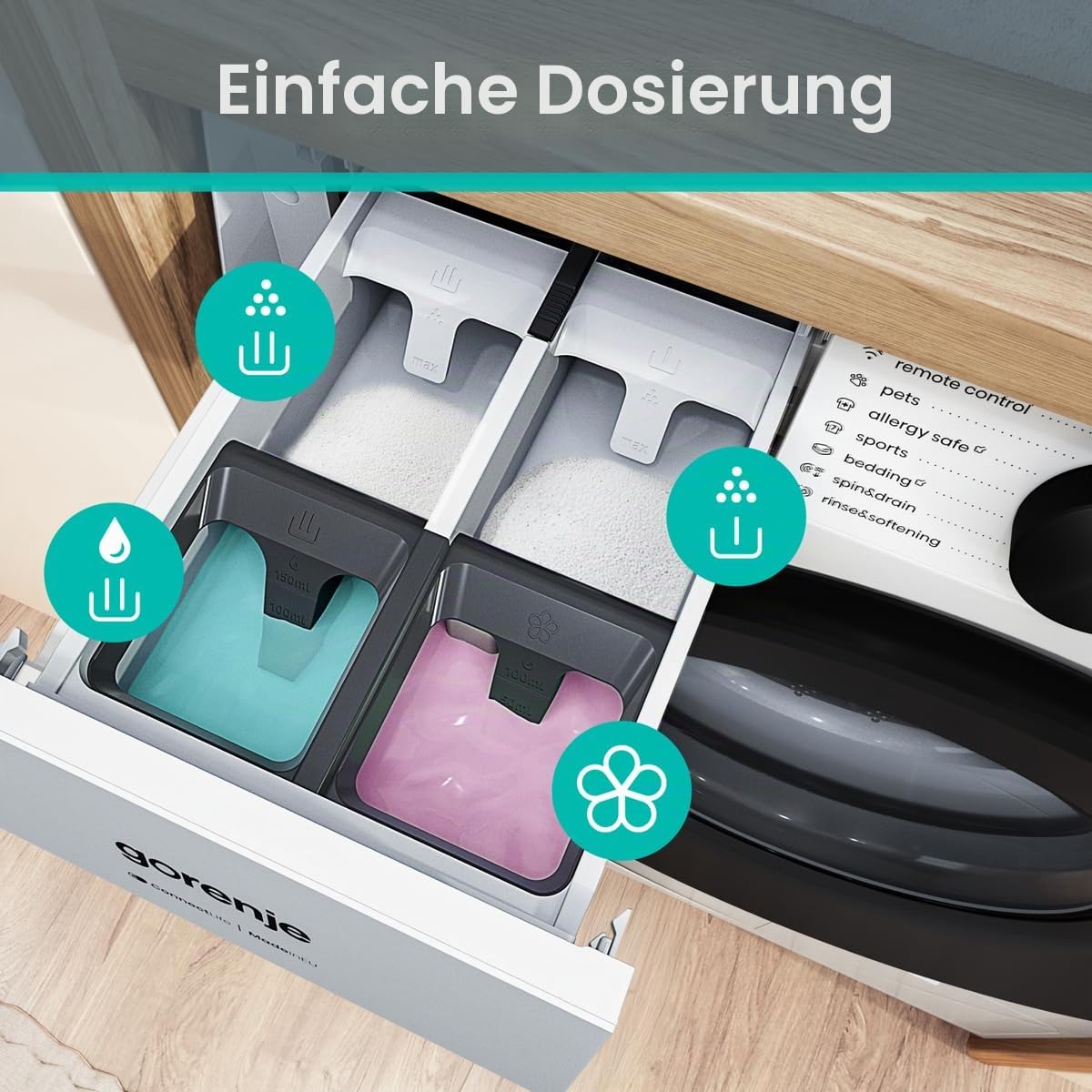 Gorenje W5G484A3P1 Waschmaschine mit Dampffunktion /8 KG /1400 U-Min/ConnectLife /15 Programme/UltraClean/AquaStop/SteamTech /30% besser als Energieeffizienzklasse A/Weiß