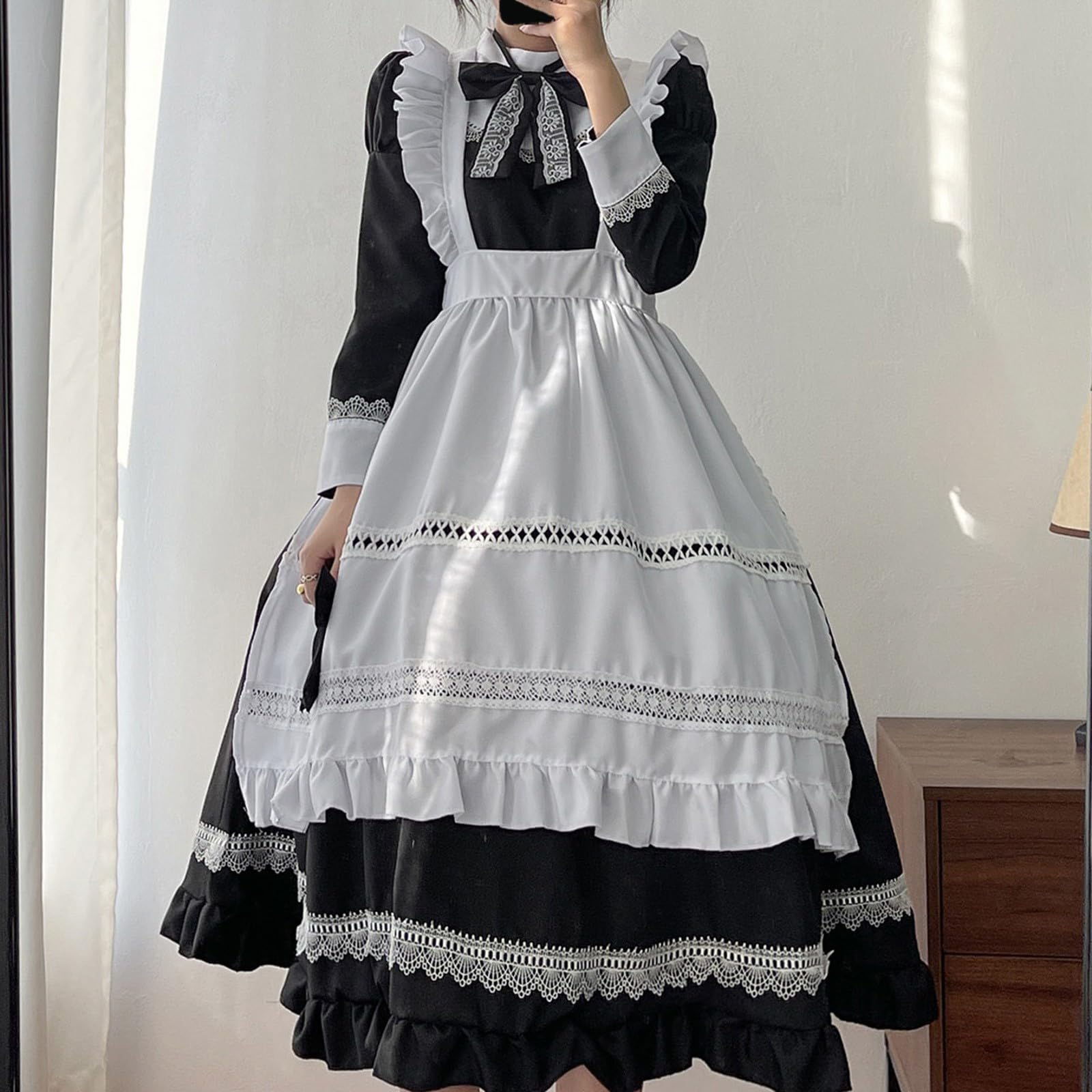 Generisch Dienstmädchen Kostüm Maid Kostüm Outfit Set Niedliche Maid Cosplay Kleid Für Halloween Cosplay Kostüm Dienstmädchen Kostüm Lolita Dress Lolita Faschingskostüm Anime French Maid Dress