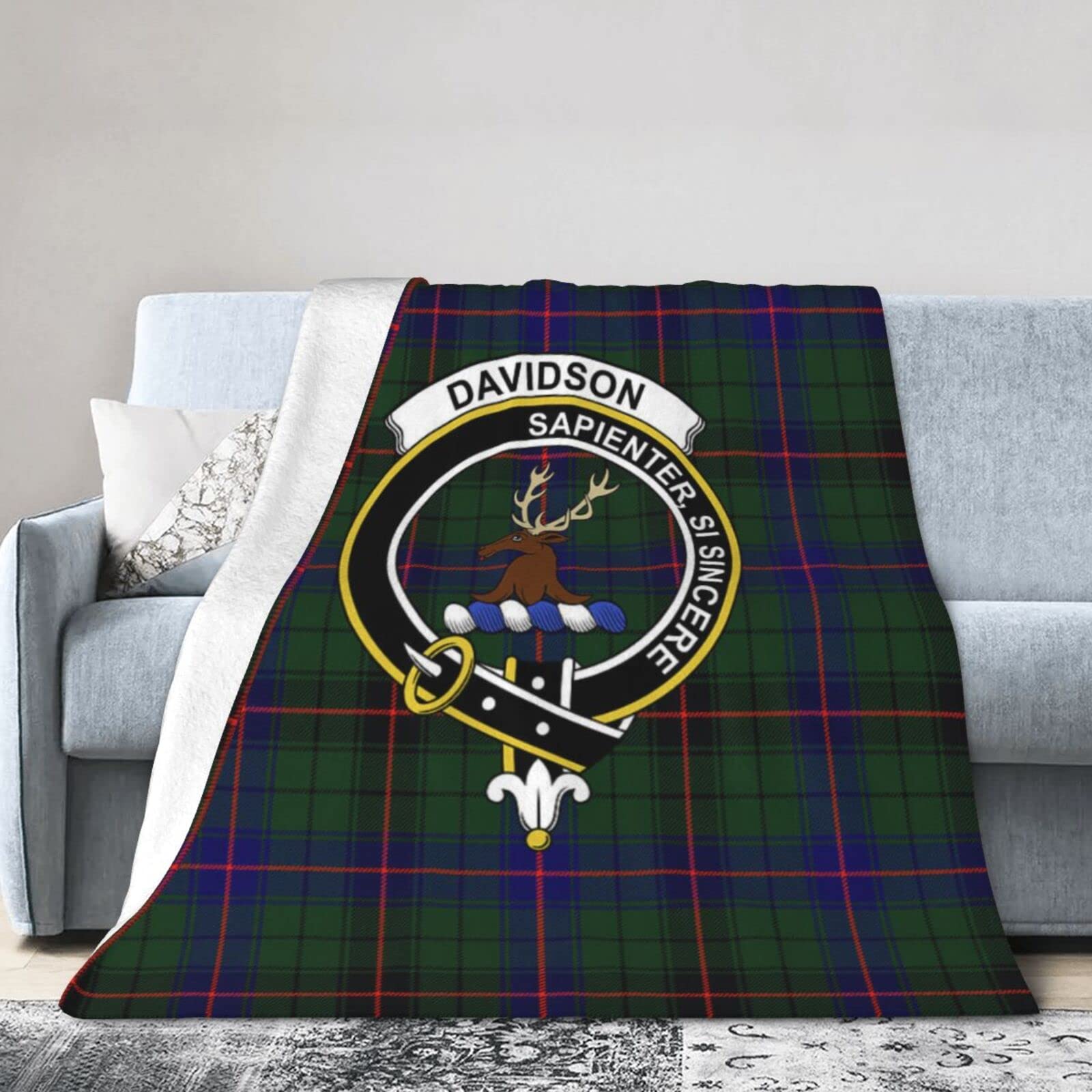 Hei Bai.JZQ Ultra Soft Flannel Fleece Blanket, Davidson Tartan Clan Badge Comfort Throw Blanket Home Decor for Couch Sofa 40"x30"