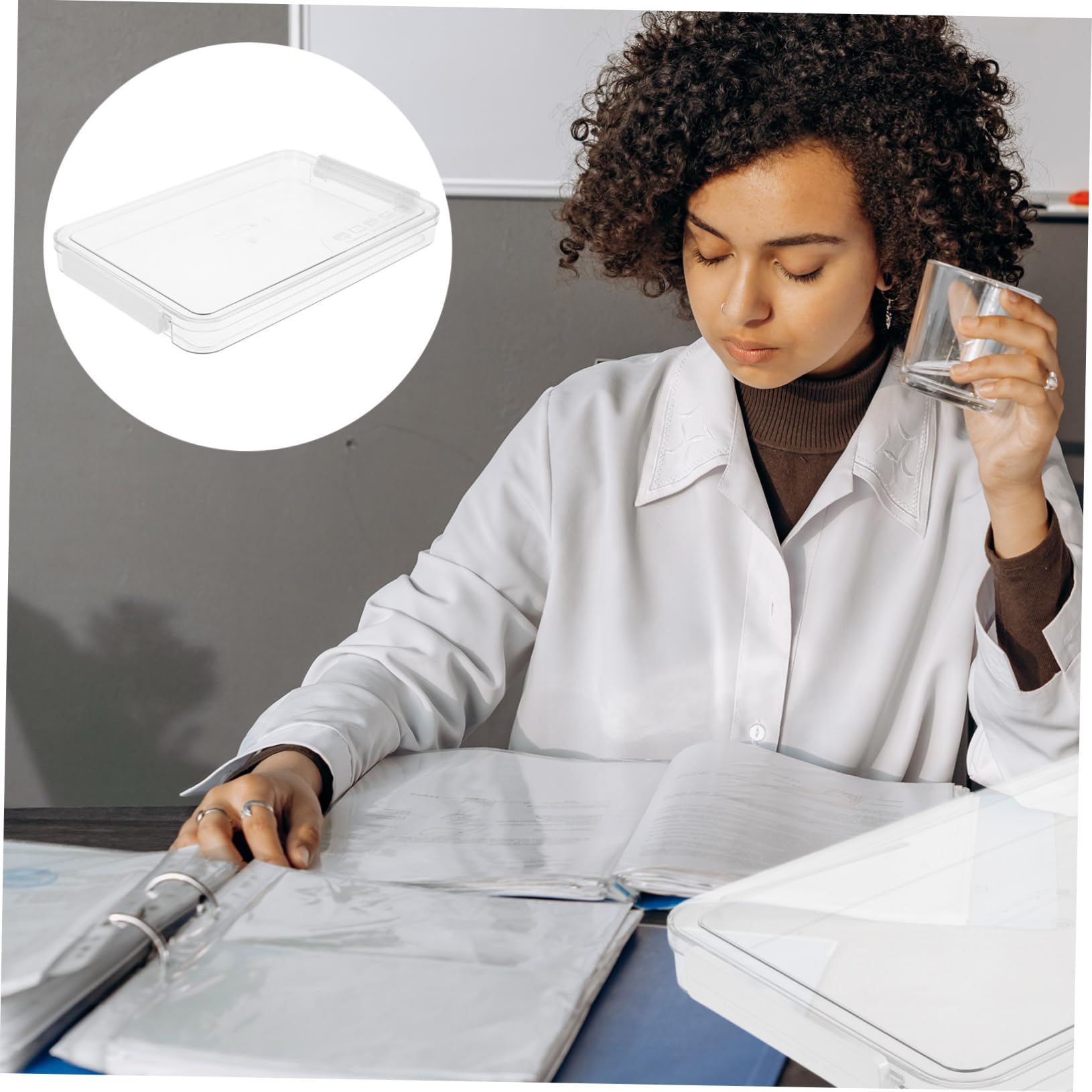 2 Stück-pack Transparente Dokumentenboxen aus Pet und Abs mit Deckel | Archivierung und Aufbewahrung, Großes Fassungsvermögen, Schlichtes Design in Weiß
