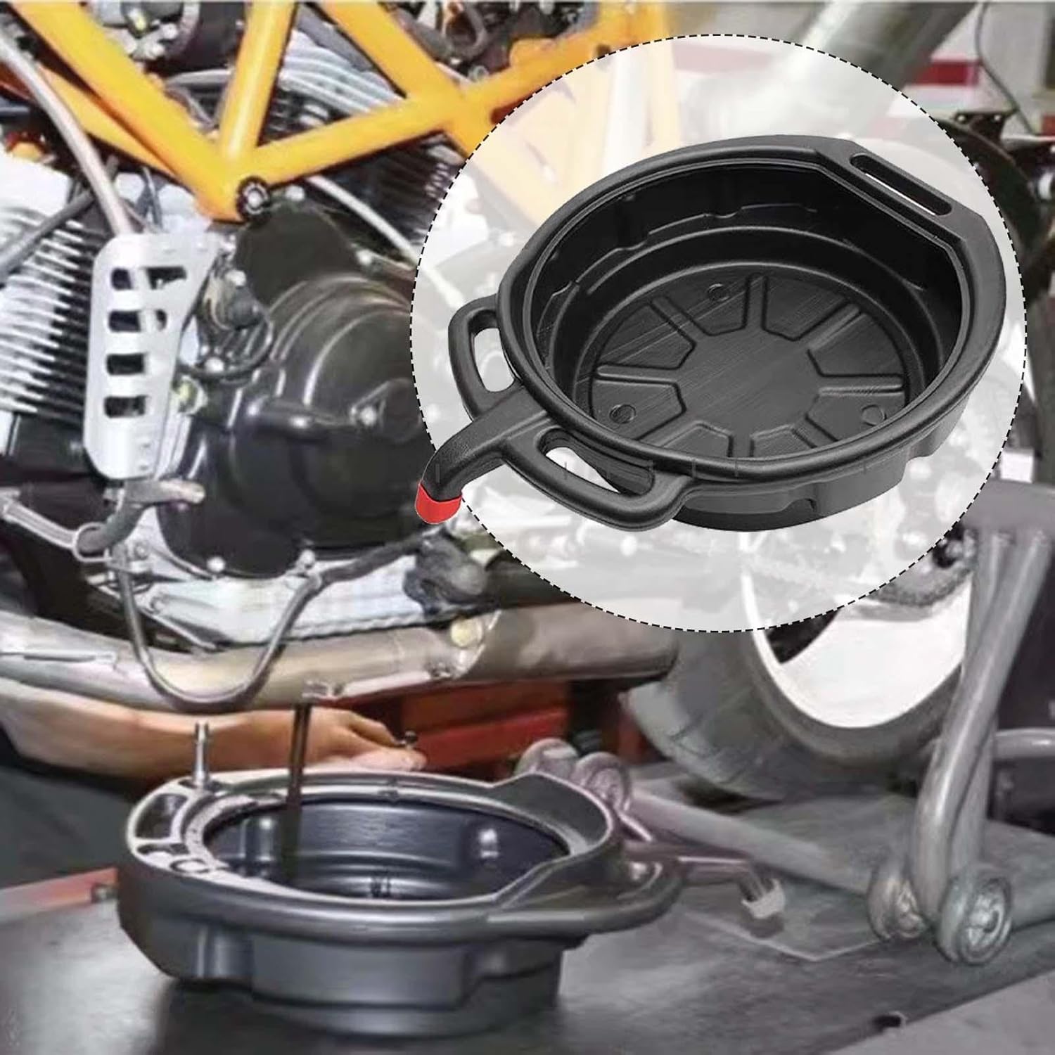 Generic Oil Drain Pan Oil Drip Catcher Pan Tool Leak Prevent Spill Accessories Waste Storage Car Oil Change Pan Portable for, 8L, Black