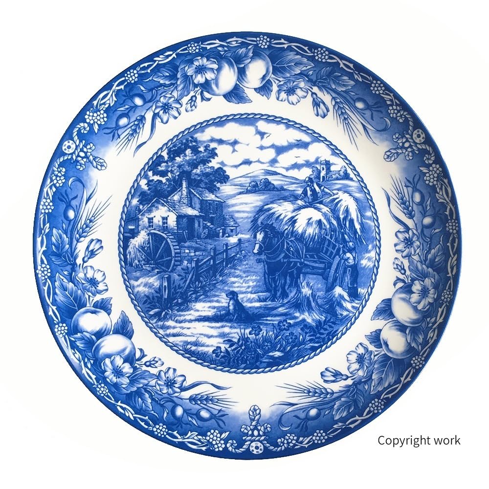 Talerze do makaronu, gliniane talerze deserowe zastawa stołowa hotel restauracja niebieski rustykalny styl artystyczny talerz obiadowy porcelana kostna sałatka spaghetti talerz domowy talerz