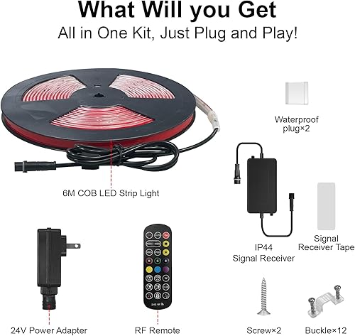 Miniatura 8 de Tira de luces LED, MAZORCA IC inteligente RGB, IP67 impermeable, 20 pies