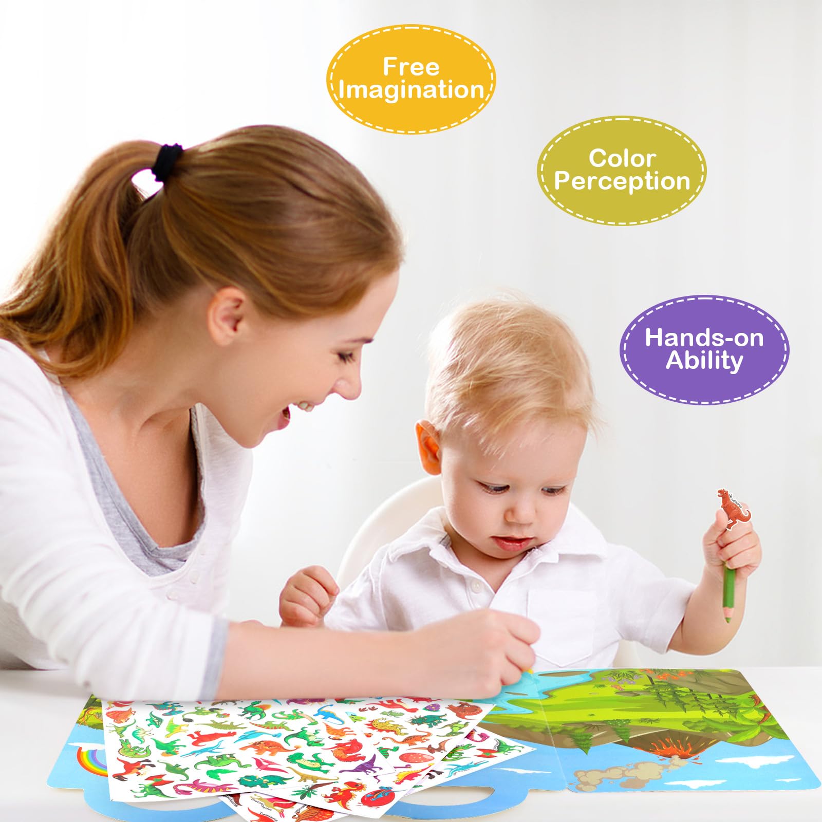 Lemicin Dinosaur Reusable Sticker Book - Image 3