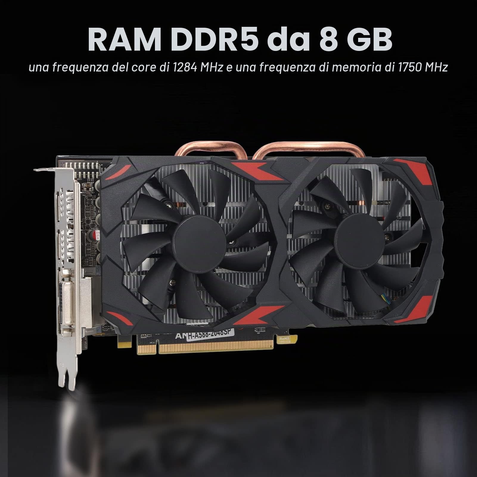 VBESTLIFE Scheda Grafica RX-580, Scheda Video da Gioco per PC Desktop a Basso Rumore da 8 GB GDDR5 256BIT, PCIE 3.0 16X, Doppia Ventola di Raffreddamento, Supporto per DirectX 12