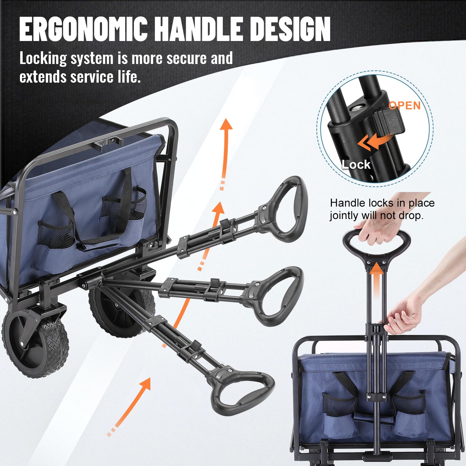 Hodtown comodo carrello pieghevole pieghevole in acciaio inox portatile carrello