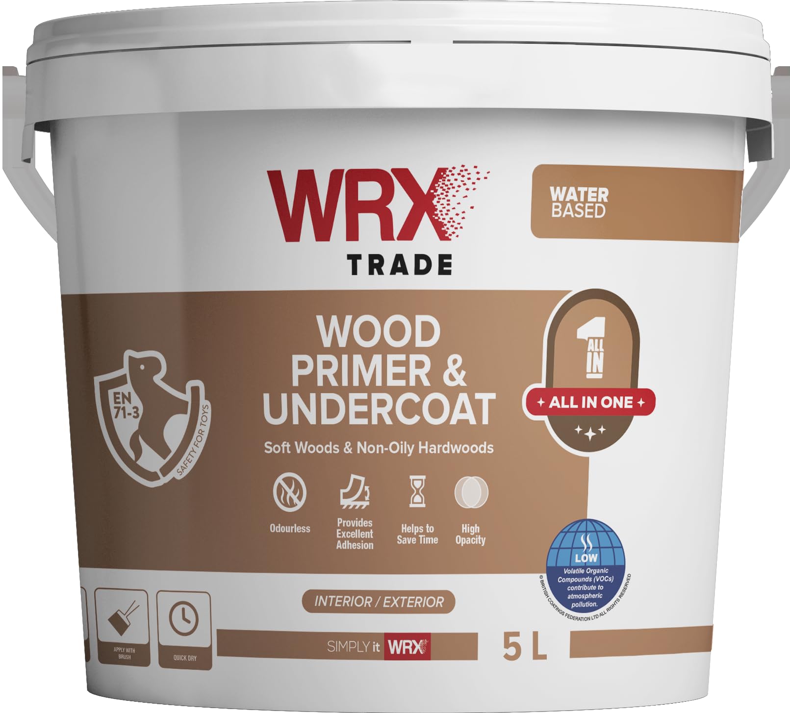 Akcali White Wrx Trade Wood Primer & Undercoat (5Lt.)