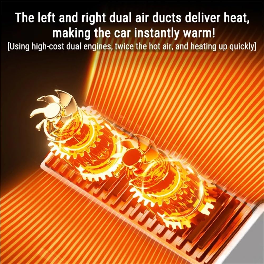 Latest Multifunctional Car Fan Heater Glass Windshield Defroster Mounted Heater 12V/24V 150W/200W Car Electric Heater Fan Fast Heating Low-Power Warmer(12V 150W Cable)
