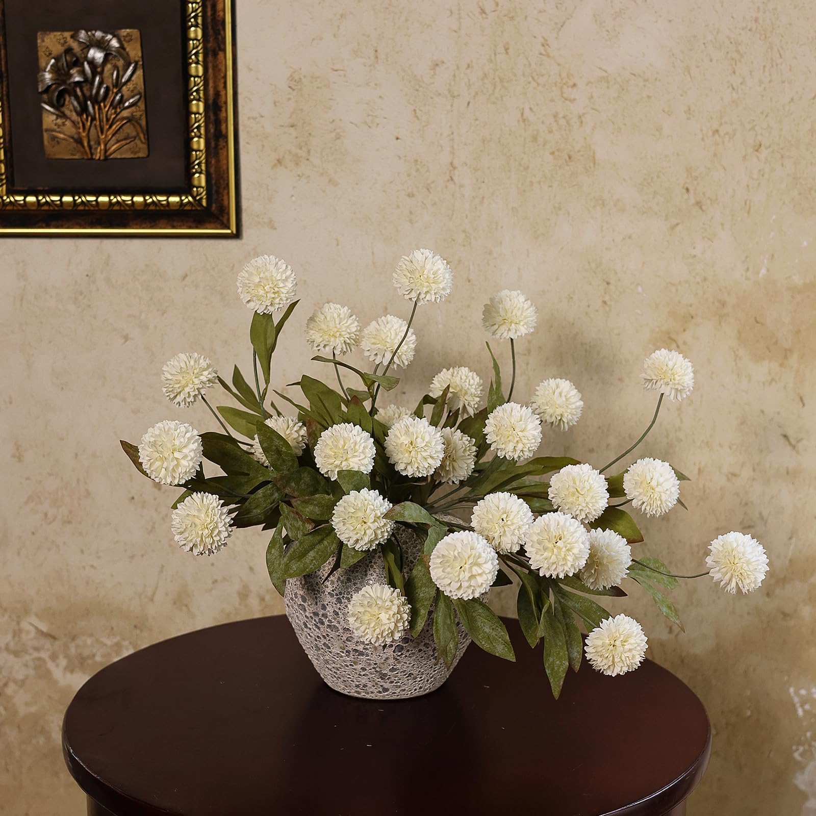 Künstliche Kunstseide Pompons für Vasen, 68,6 cm, große künstliche Chrysanth-Zweige mit Stielen für selbstgemachte Blumensträuße, Tafelaufsätze, Hochzeitsfüller, Arrangements, Duschdekorationen