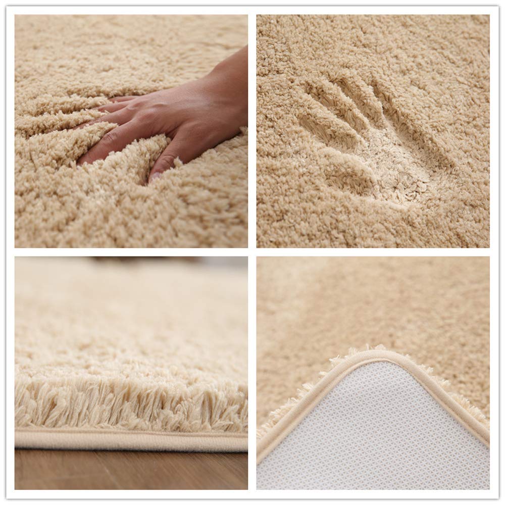 Stuoia Tappeto da Bagno in Microfibra, Shaggy Tappeto, Tappeto da Bagno in Microfibra, Tappetini Antiscivolo, Tappetino per Doccia Durevole, Beige, 80 * 200cm