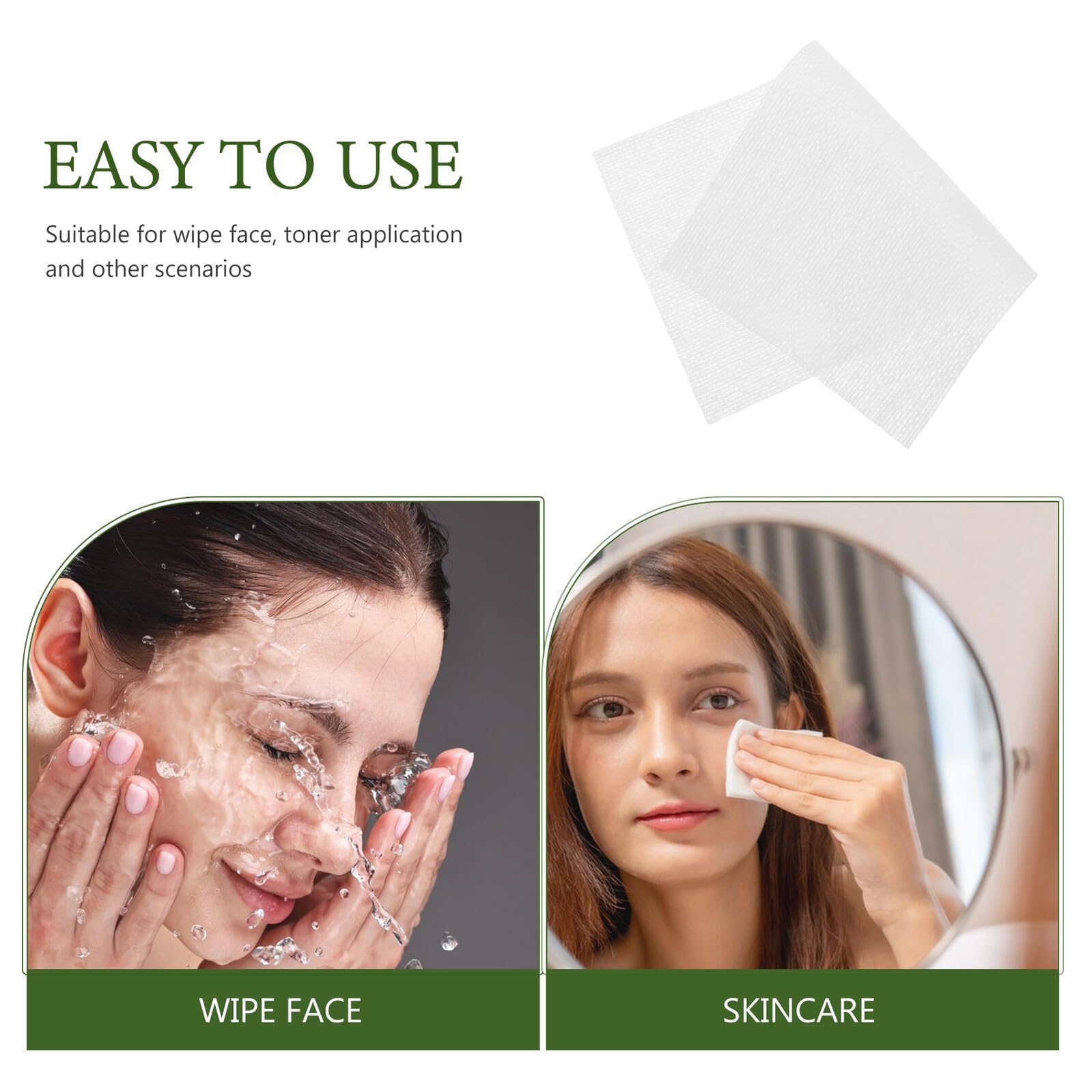 PLAFOPE 500 Piezas Toallitas Faciales Desechables de Algodón Estirable Paños Grandes para Limpieza y Desmaquillado Uso Húmedo y Seco para Mujer Almohadillas Suaves para Toner y Cuidado