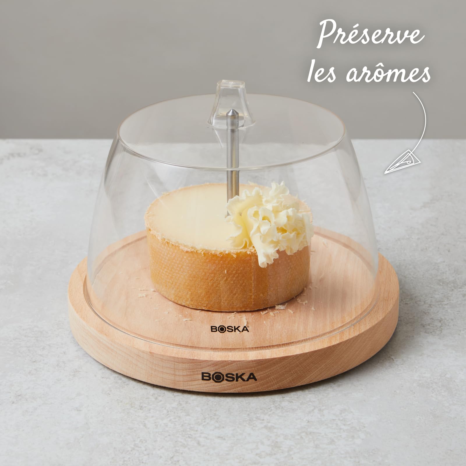 BOSKA Fraiseur à Fromage avec Cloche Amigo - Pour Girolle, Tête de Moine et Chocolat - Bois