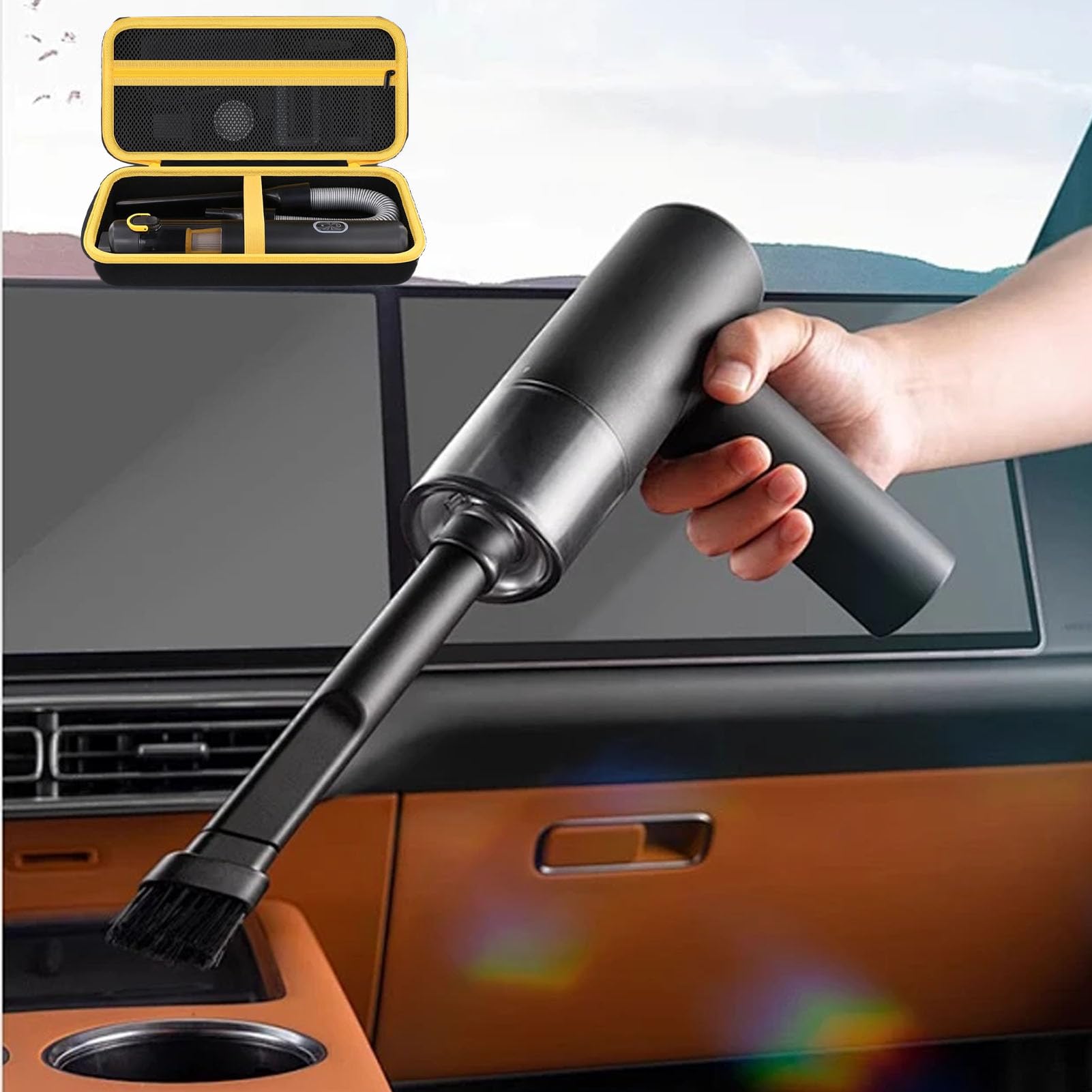 Elprico Dla Fanttik Slim V8 Mate CAR Vacuum Hard Case, Przenośna Twarda Skrzynia do Przechowywania, Fanttik Cordless V8/V10 CAR Organizator Próżniowy, Czarny (tylko obudowa)