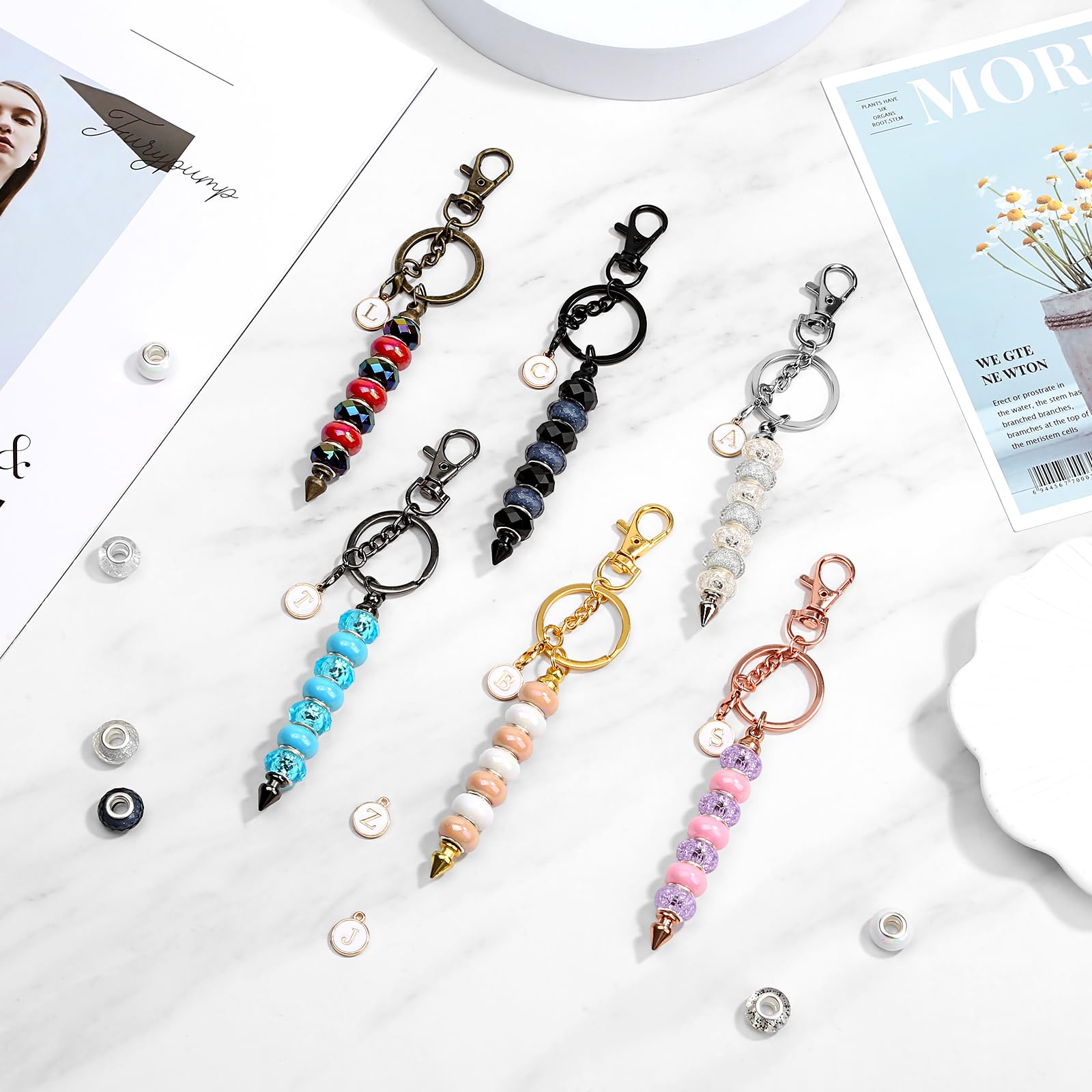 Amazon.com: MAPVOLUT 110Pcs Beadable Keychain Making Kit with 12