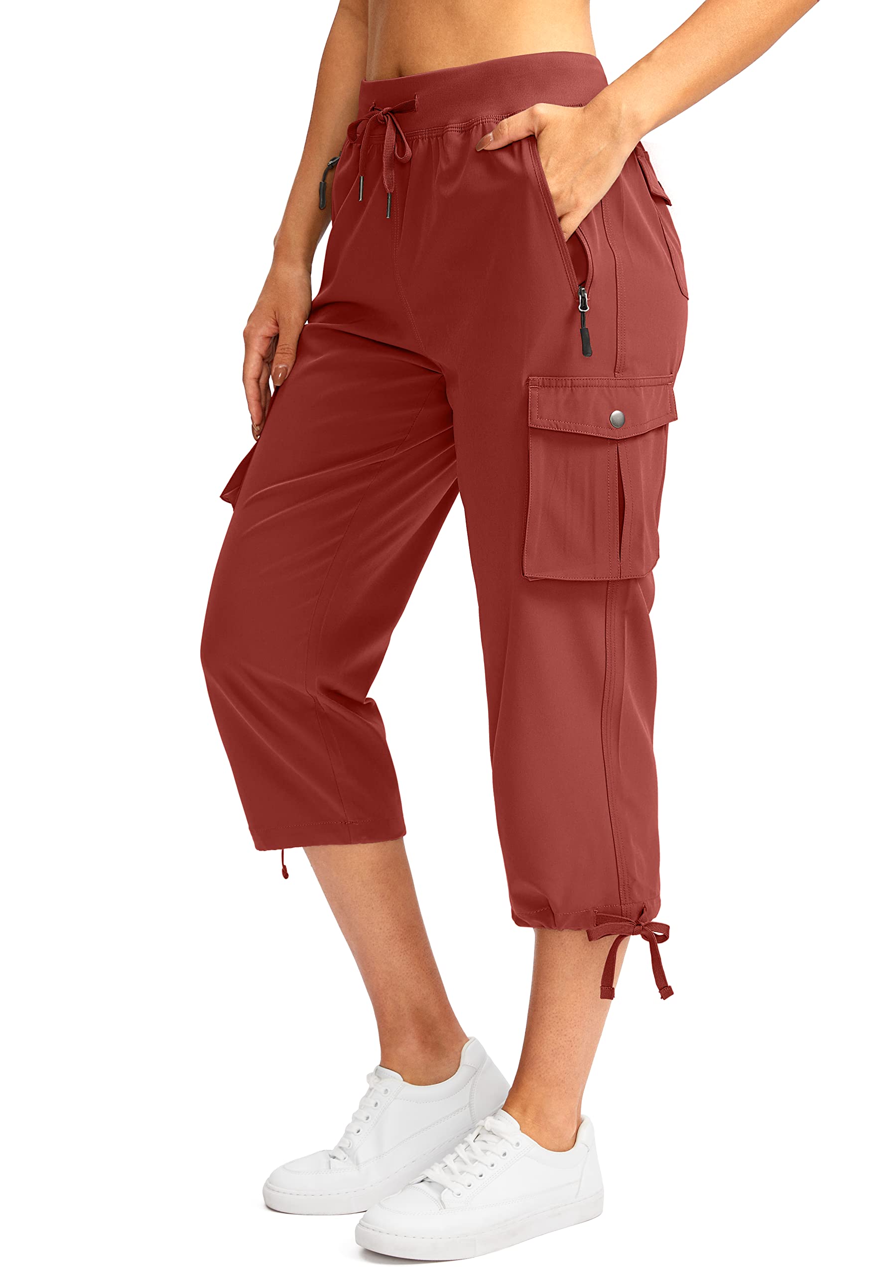 Soothfeel Women's Cargo Capris Pants with 6 Pockets Lightweight Quick Dry
