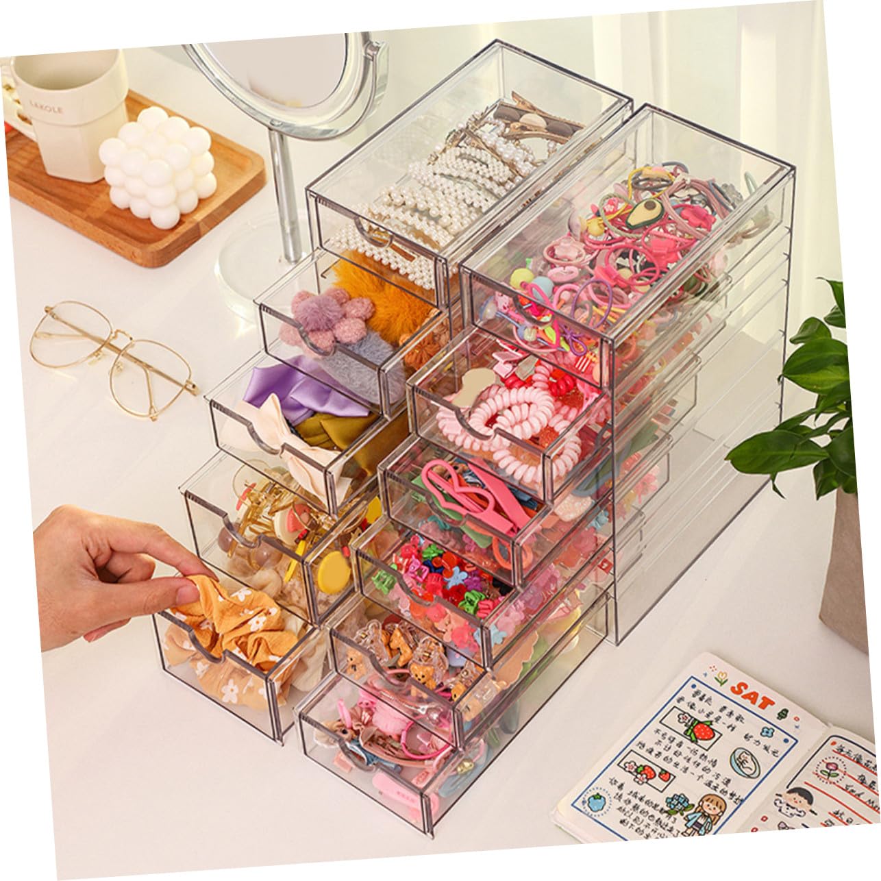 Organizador Transparente de Escritorio de Caja Multiusos de Almacenamiento para Cosméticos Maquillaje y Pequeños Objetos con Diseño Resistente y Capacidad Amplia