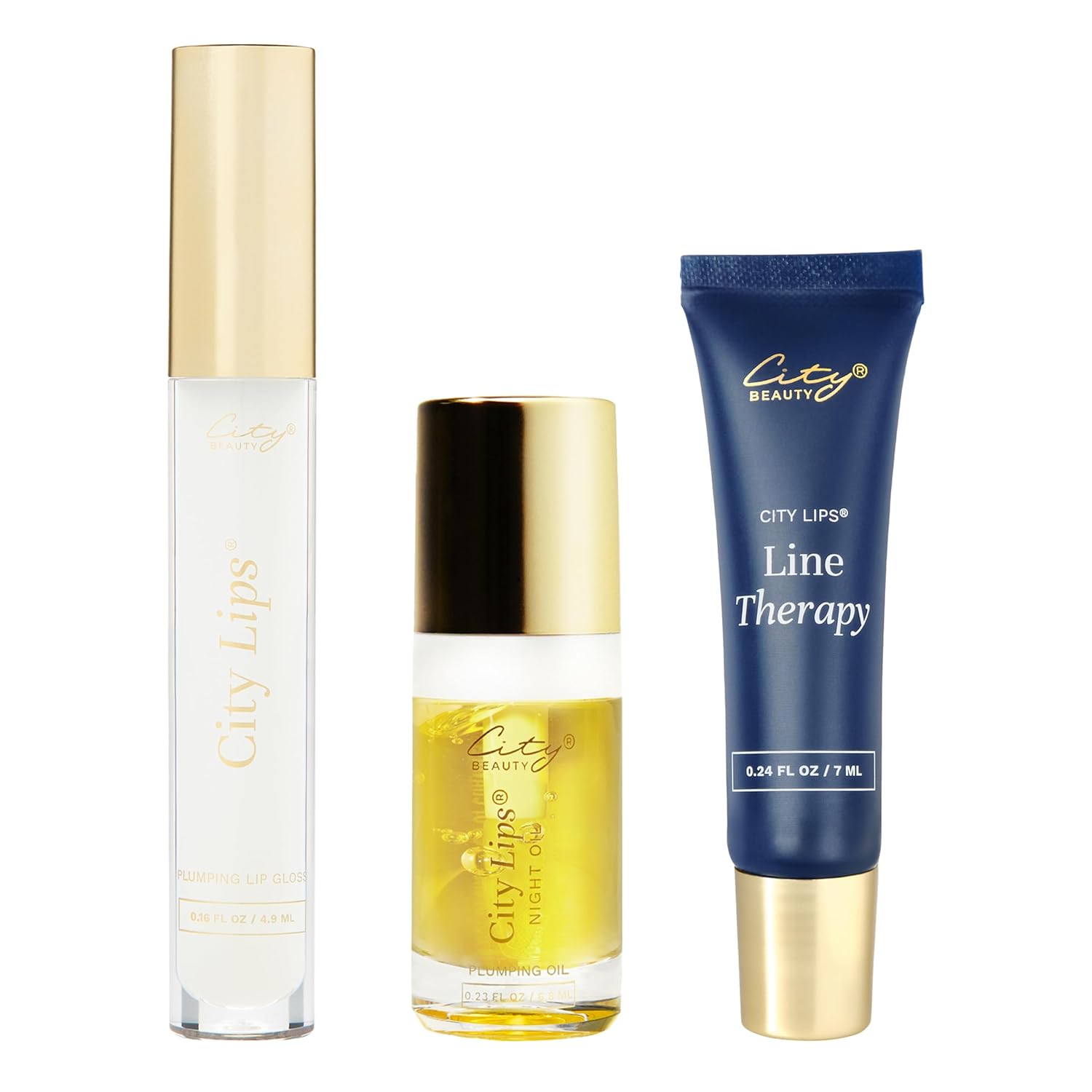 City Beauty Lip Fix Bundle - Plumping Gloss 0 16oz Line Therapy 0 23oz Night Oil 0 24oz