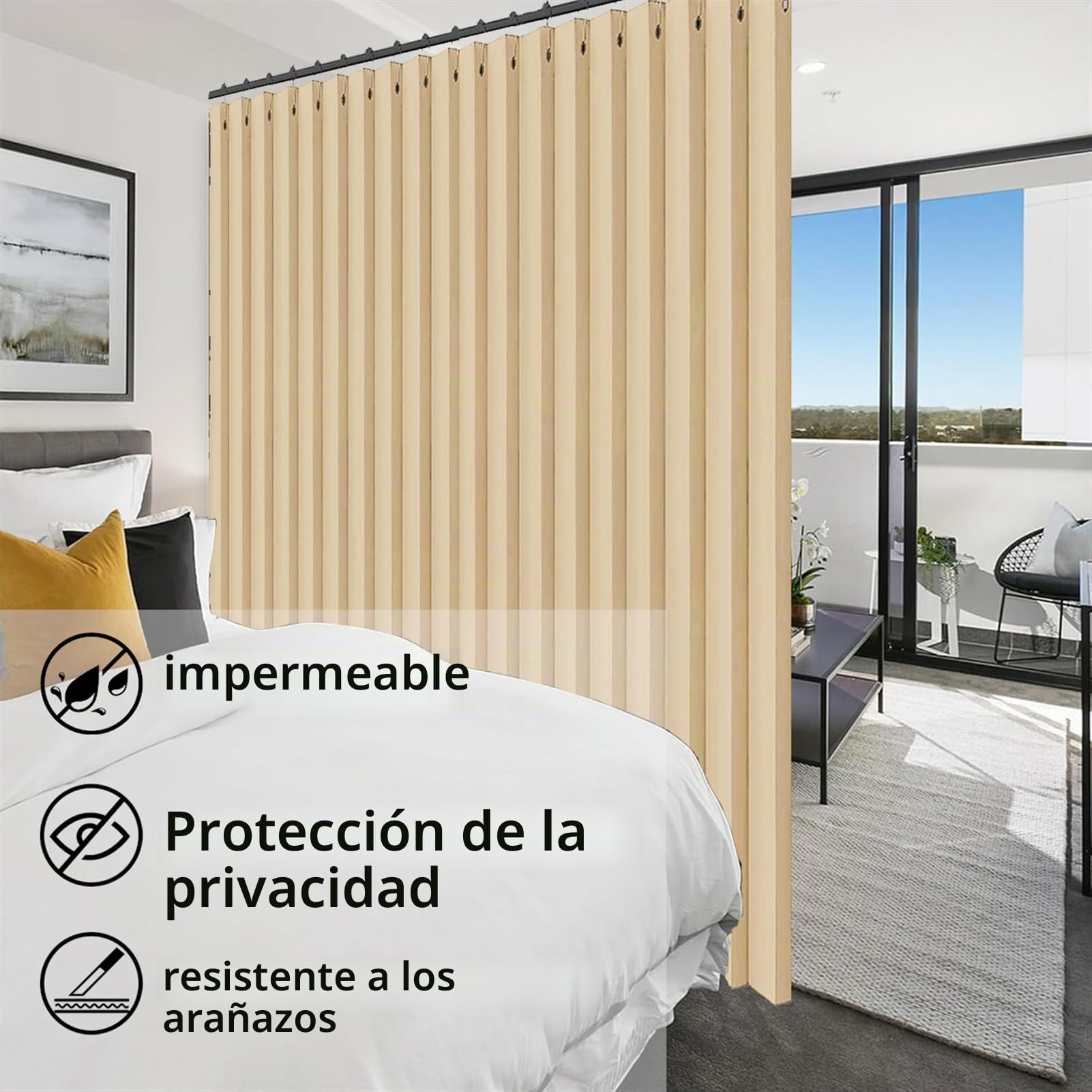 SK Studio Cortina Dormitorio Opaca 1 Pieza Cortinas Termicas Aislantes Frio y Calor Cortina Aislante Magnética para Puertas, Plegable, Impermeable, Blanco, 140x241cm