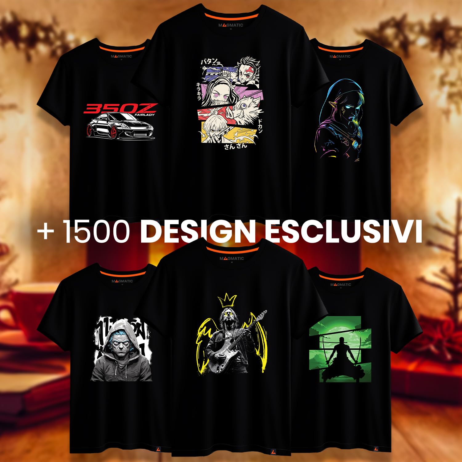 Magmatic - Maglietta Casco Audio Scheletro, per Uomo Unisex Bambino, Collezione Oh My Skull T Shirt Nera Premium 100% Cotone, Teschio, Testa di Morto, Regalo Rock, Biker, Punk Fan di Teschi