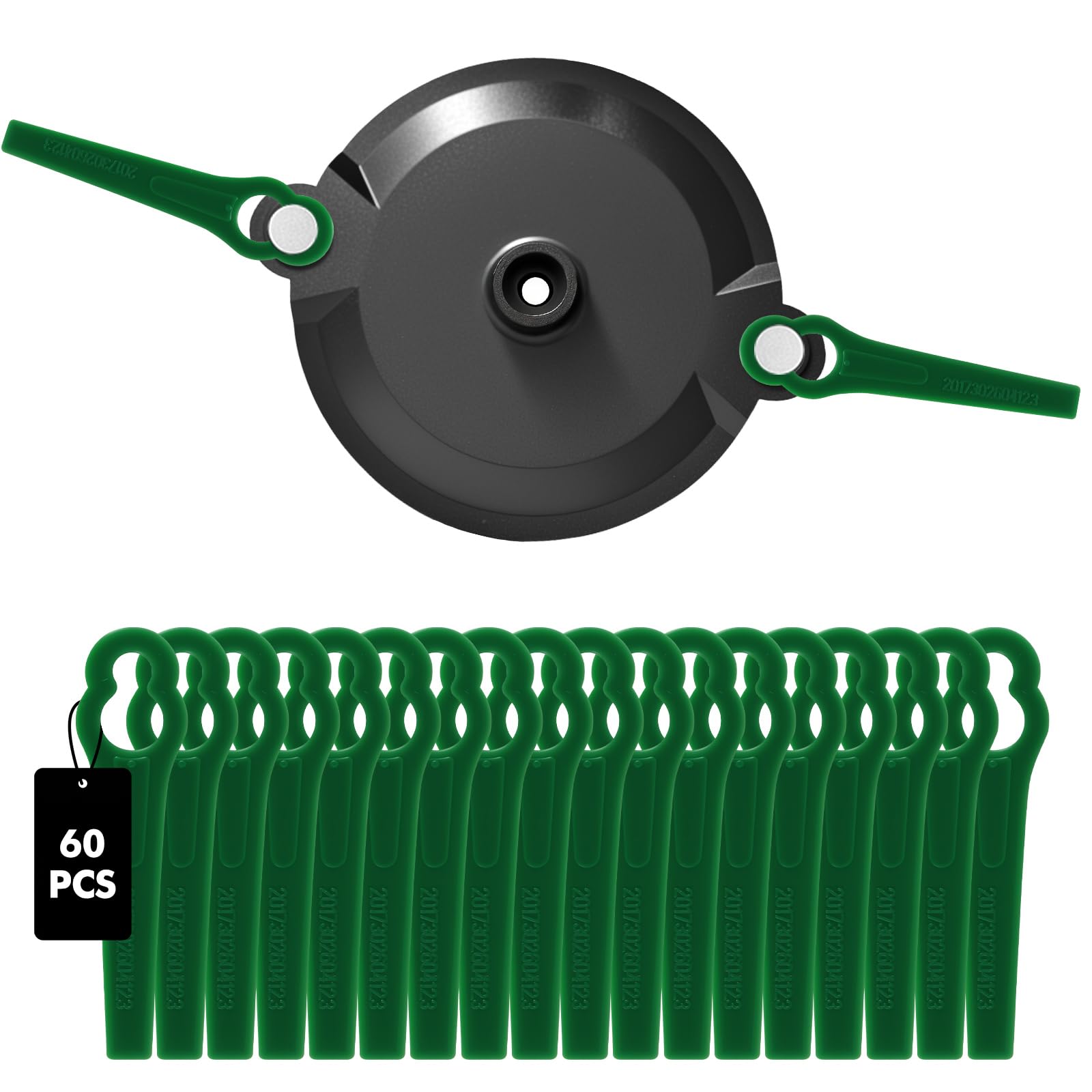 Viitech Doppelklingenhalter Trennscheibe + 60 Rasentrimmer Messer, Rasentrimmer Zubehör Inklusive Schneidscheibe und Rasentrimmermesser für Parkside PRTA 20-Li A1 - LIDL IAN 311046