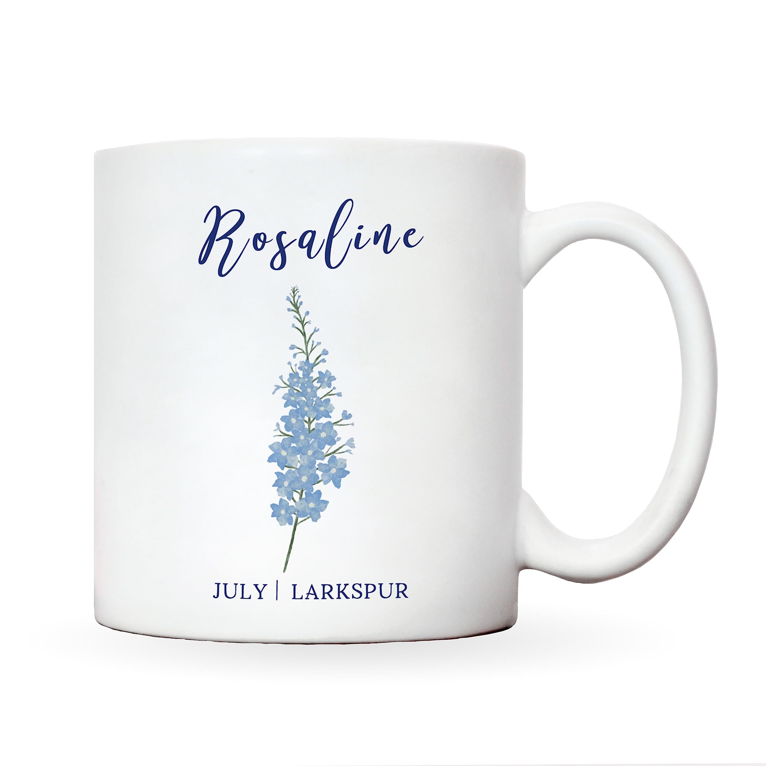 Manta Makes Birth flower personalised mug or coaster | personalized mug with birth month flower | birthday gift for her birth flower gift custom mug (July, Mug)