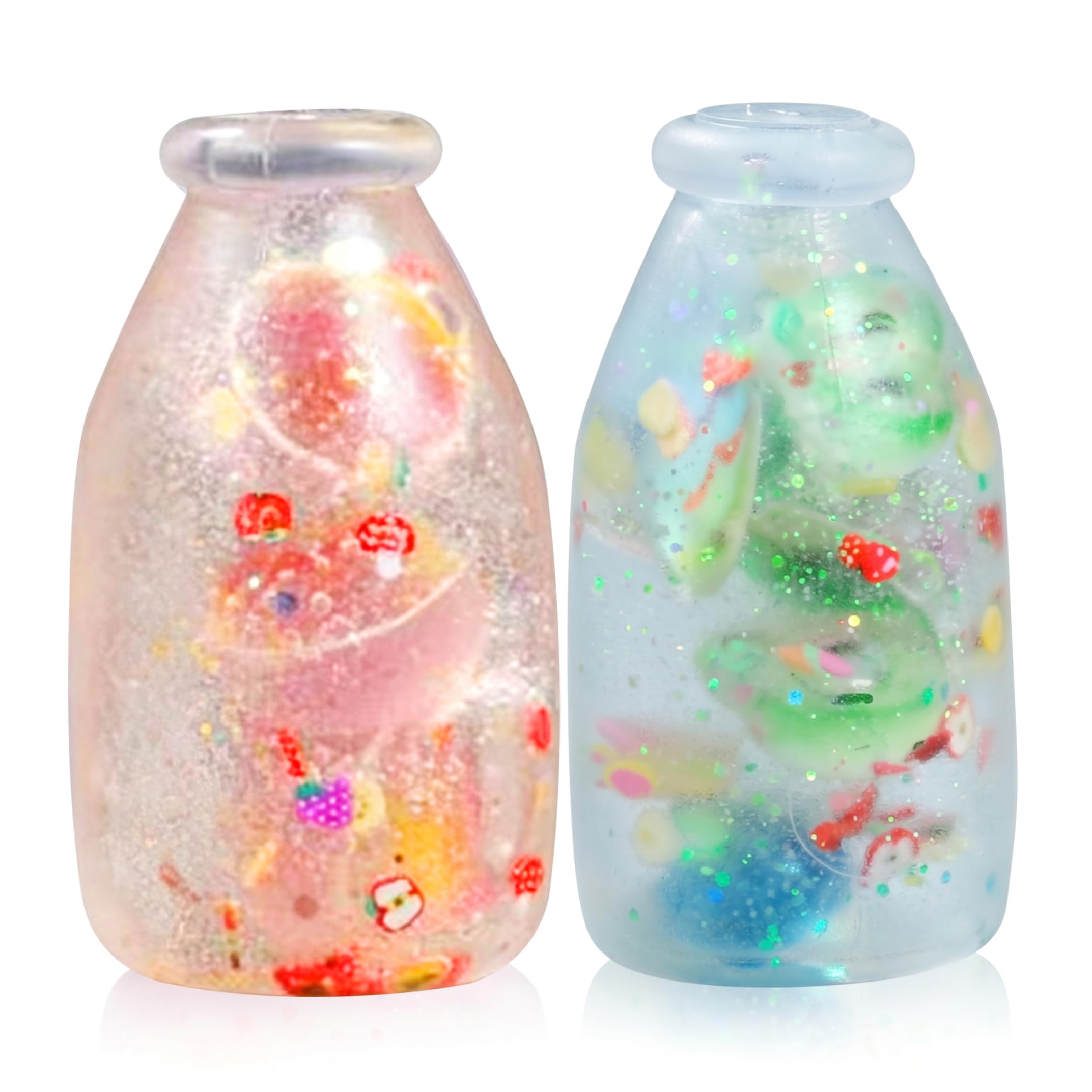 Ginwrek Squeeze Fidget Toys, Glitter Candy & Bottle, 3 Pcs