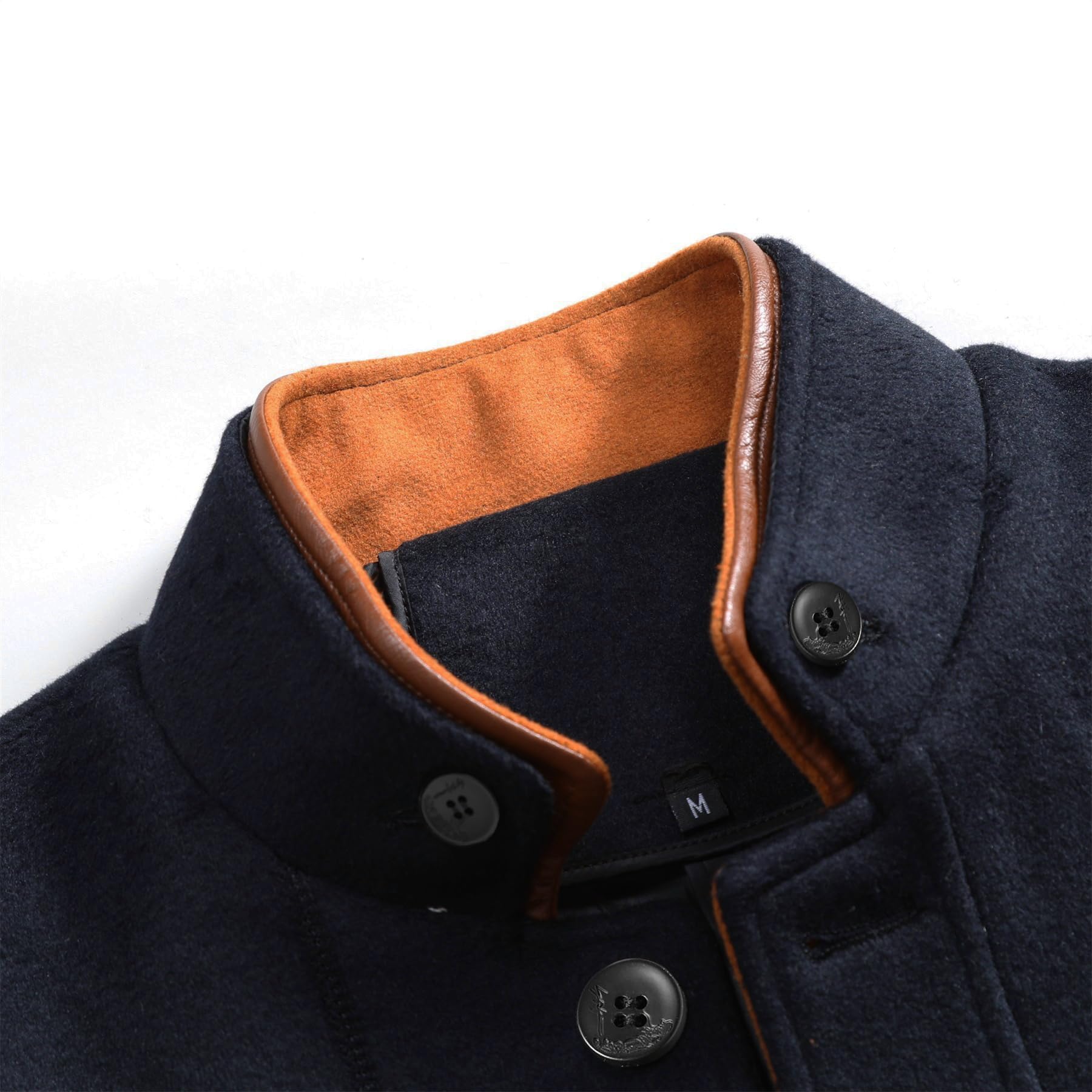 Allthemen Manteau Hommes Hiver Trench Col Montant Chaud Mélange De Laine Casual Patchwork Outwear Boutonné
