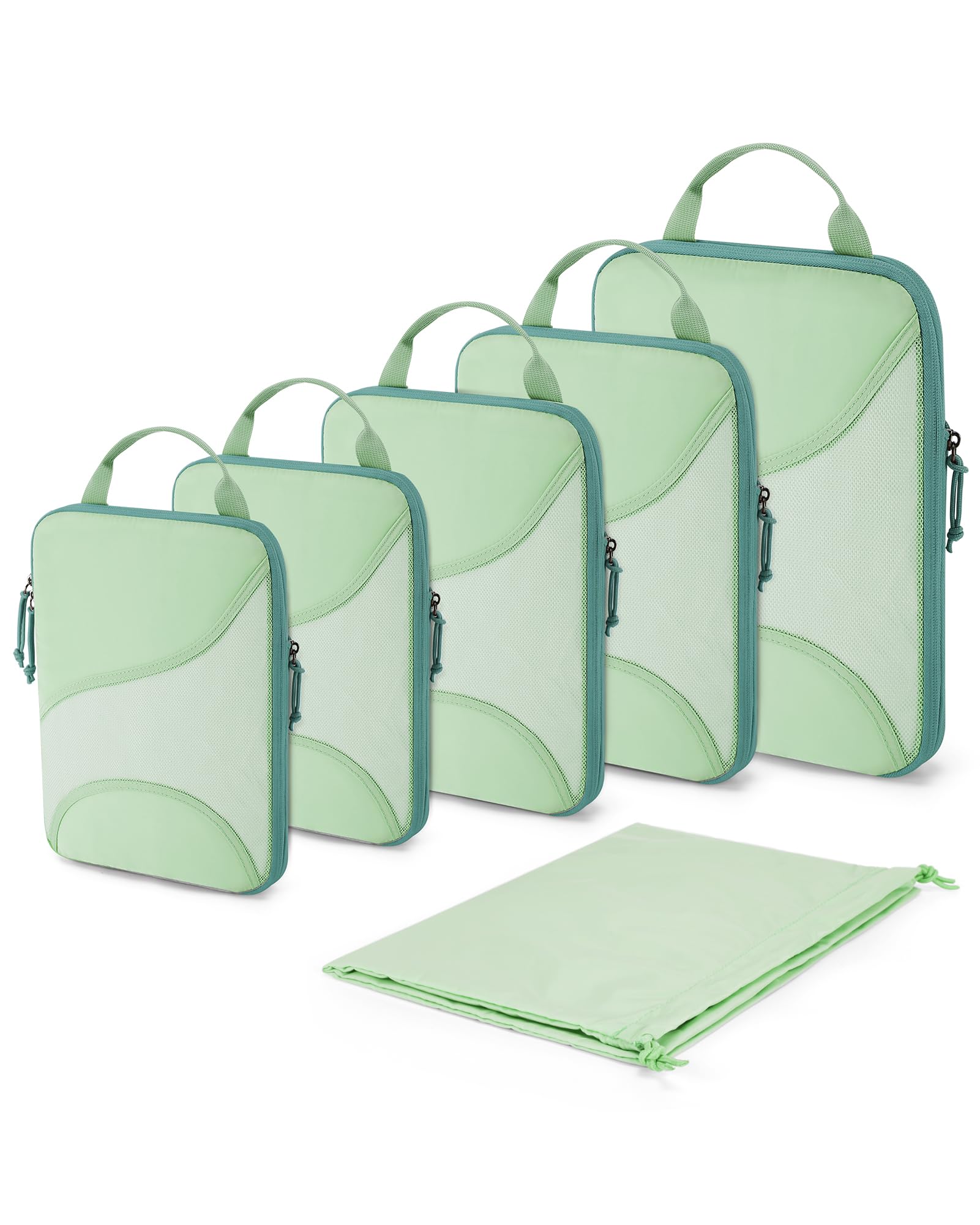 BAGSMART Compression Packing Cubes - 6 Set Travel Packing Cubes for Suitcases, Compression Suitcase Organizers with Shoe Bag