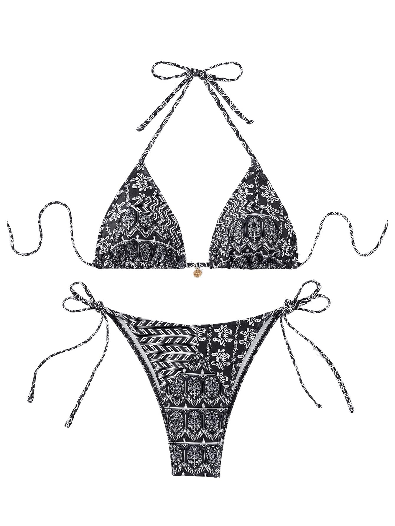 SOLY HUX Women's Bikini Sets High Waisted Bathing Suits Two Piece Swimsuits Sexy Triangle Halter Bikinis