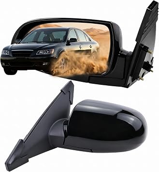 Left Driver Side Mirror Compatible with 2006 2007 2008 2009 2010 Hyundai Sonata With Power Glass Manual Folding Heated Black Replace#87610-0A0005Pins