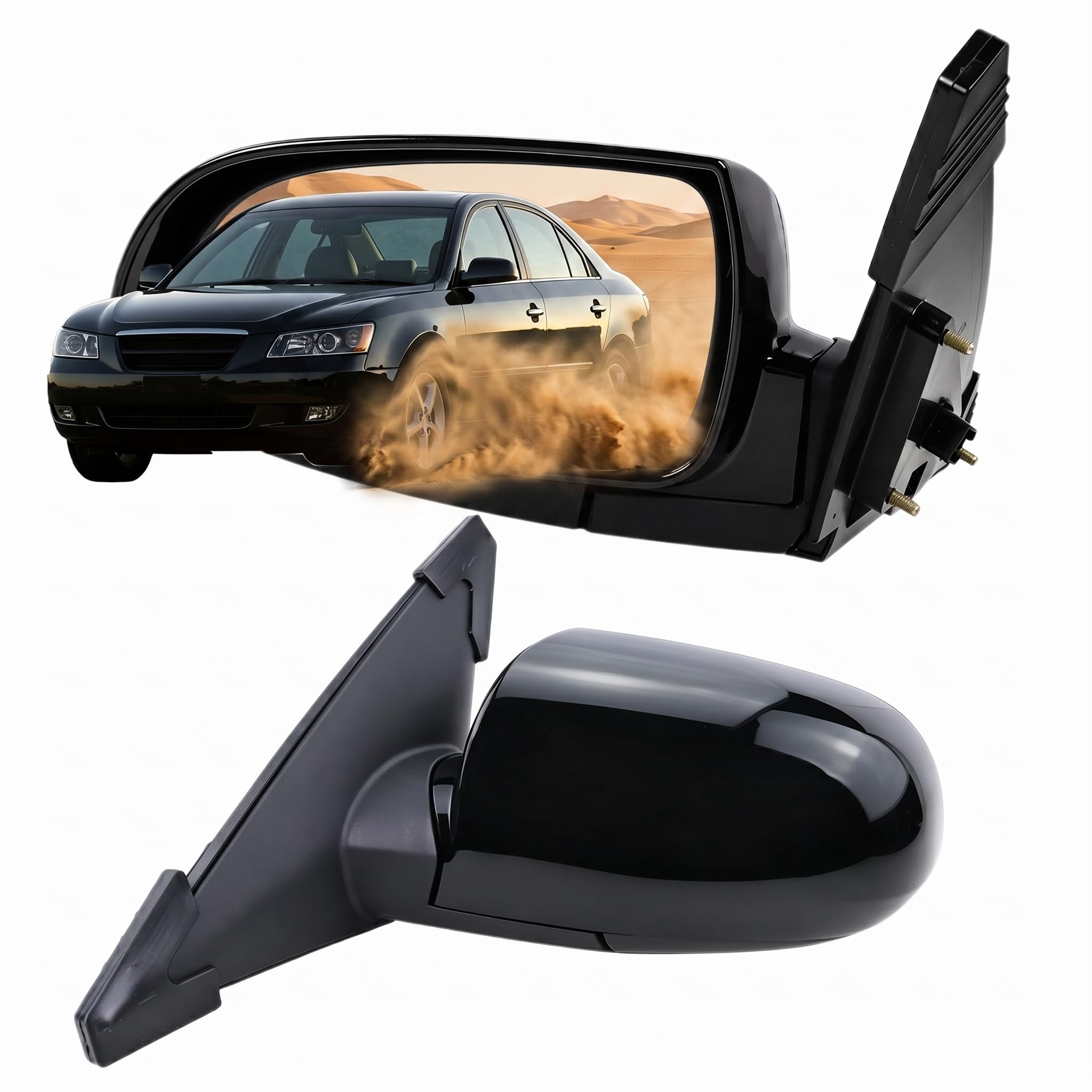 Photo 1 of Left Driver Side Mirror Compatible with 2006 2007 2008 2009 2010 Hyundai Sonata With Power Glass Manual Folding Heated Black Replace#87610-0A000(5Pins)