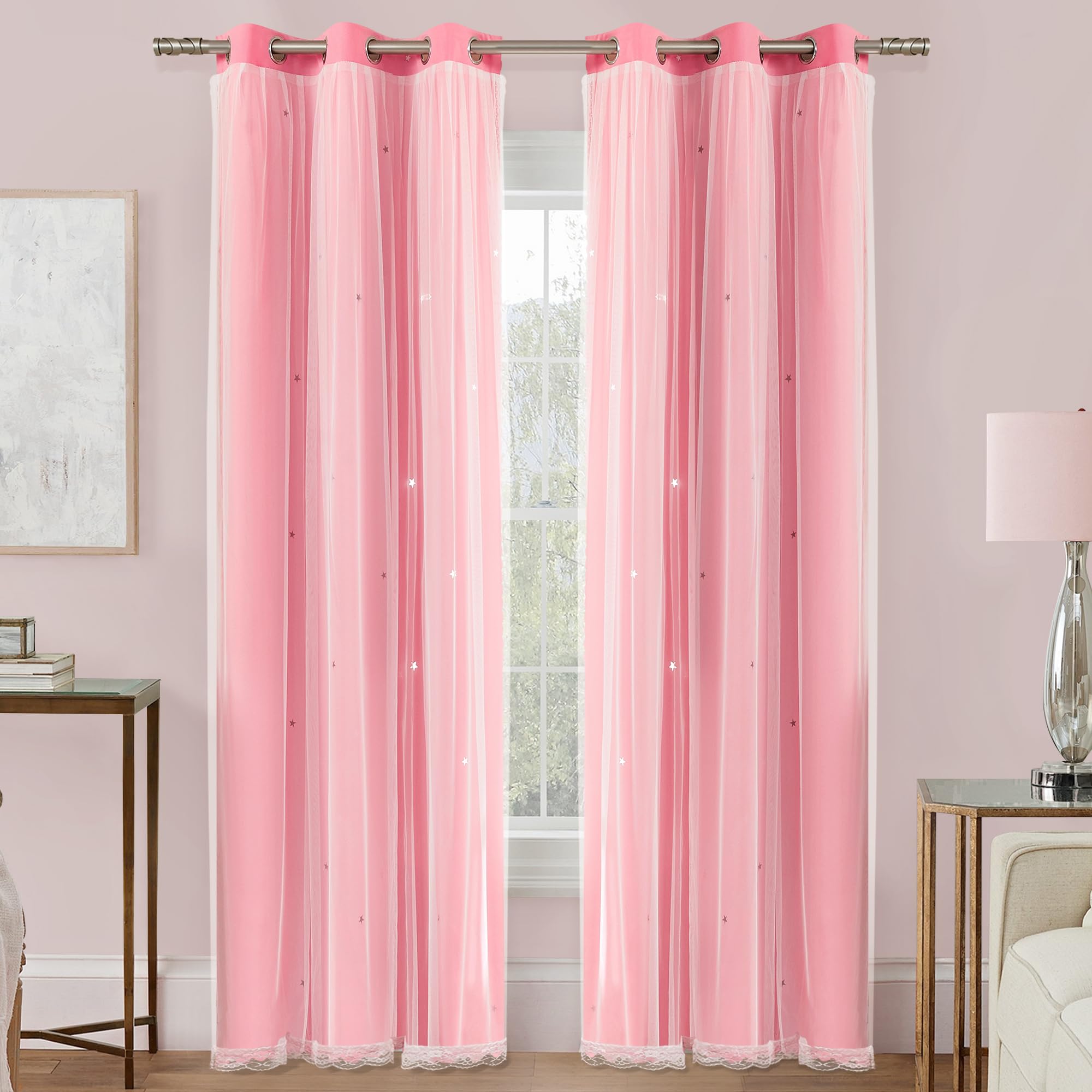 XiDi Curtains for Bedroom Decor Pink34/96/1 US โ image 1