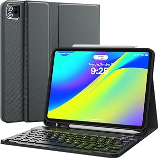 CHESONA iPad Pro 11 Case with Keyboard 2022, Rechargeable Bluetooth Keyboard, Detachable - Pencil Holder - Flip Stand Cover for iPad Pro 11 inch 4th /3rd /2nd /1st Gen, Air 10.9 inch 5th/4th, Gray