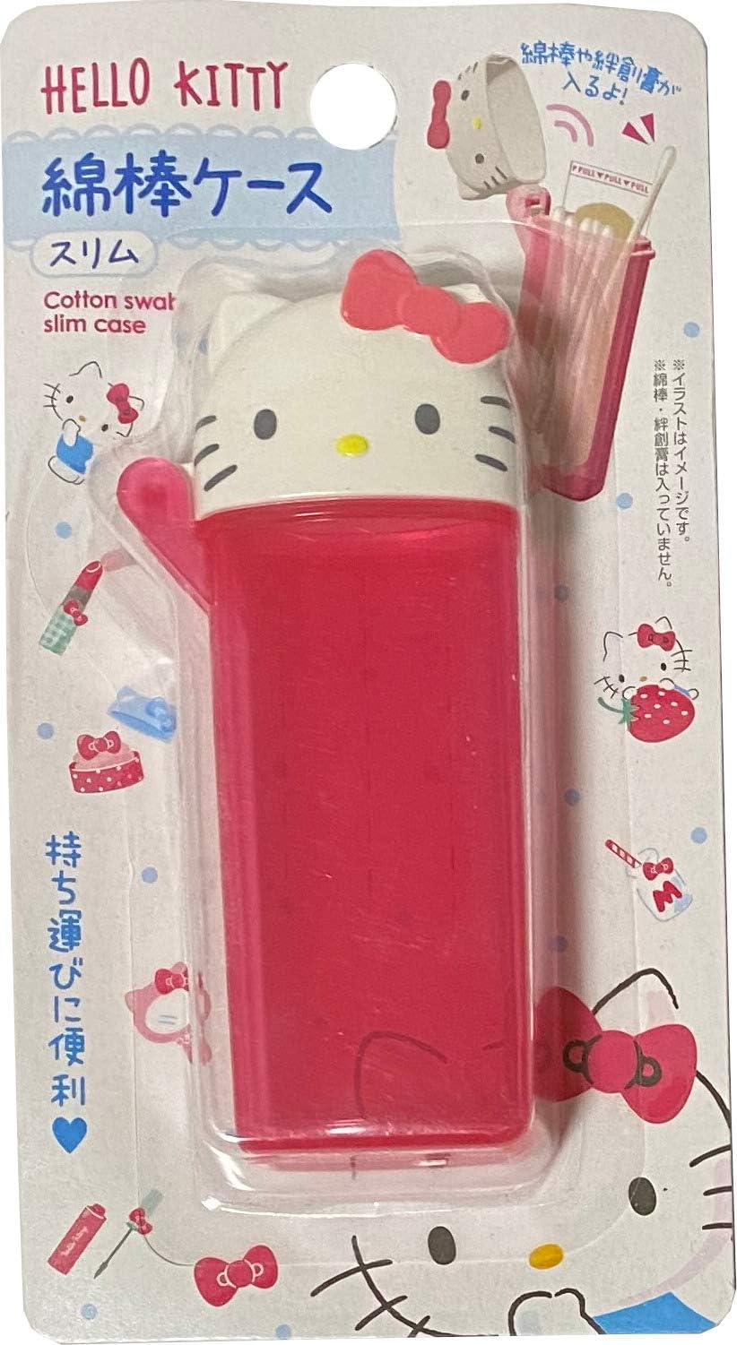 Friend Sanrio Hello Kitty Portable Cotton Swab Slim Case 4.7 × 10.3 cm Makeup Travel Cases