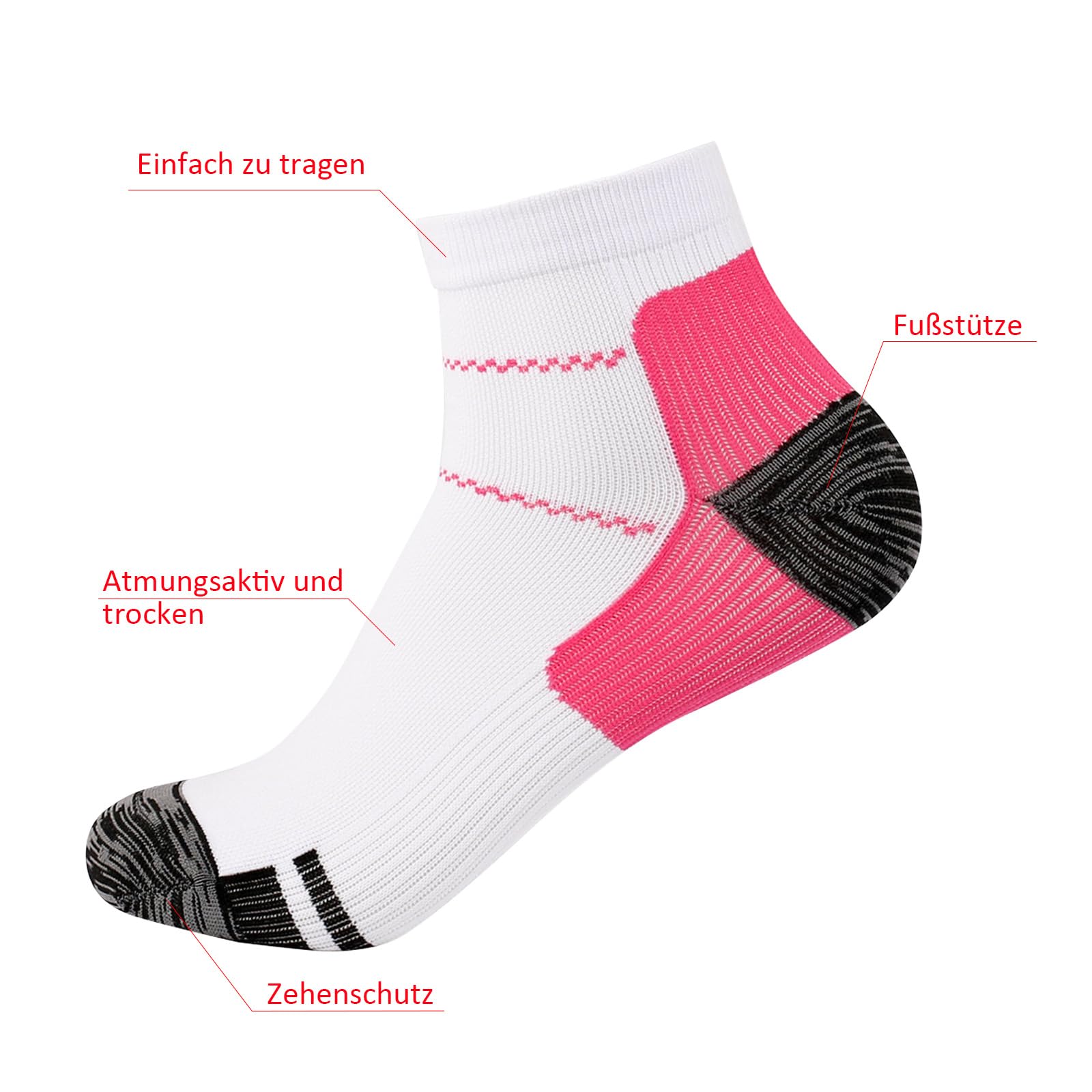 10 Pares de Calcetines de Compresión para Hombre/Mujer, Deportivos para Fascitis Plantar, para Correr