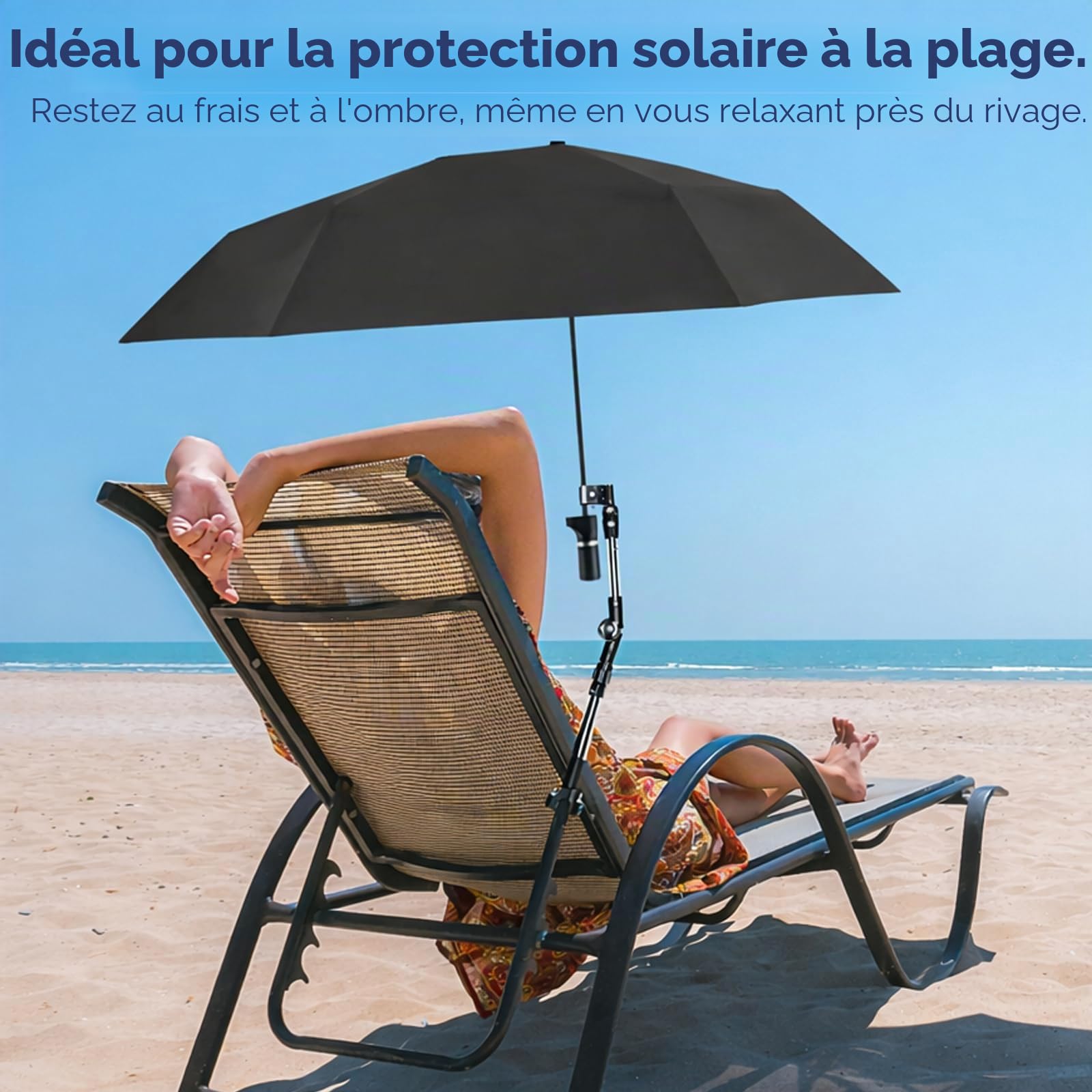 Parapluie pour fauteuil roulant avec support – Pare-soleil électrique pour fauteuil roulant – Support réglable pour parasol excentrique coupe-vent