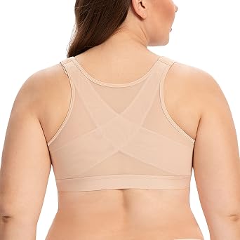 Womens Front Closure Full Coverage Back Support Wireless Posture Corrector Bra