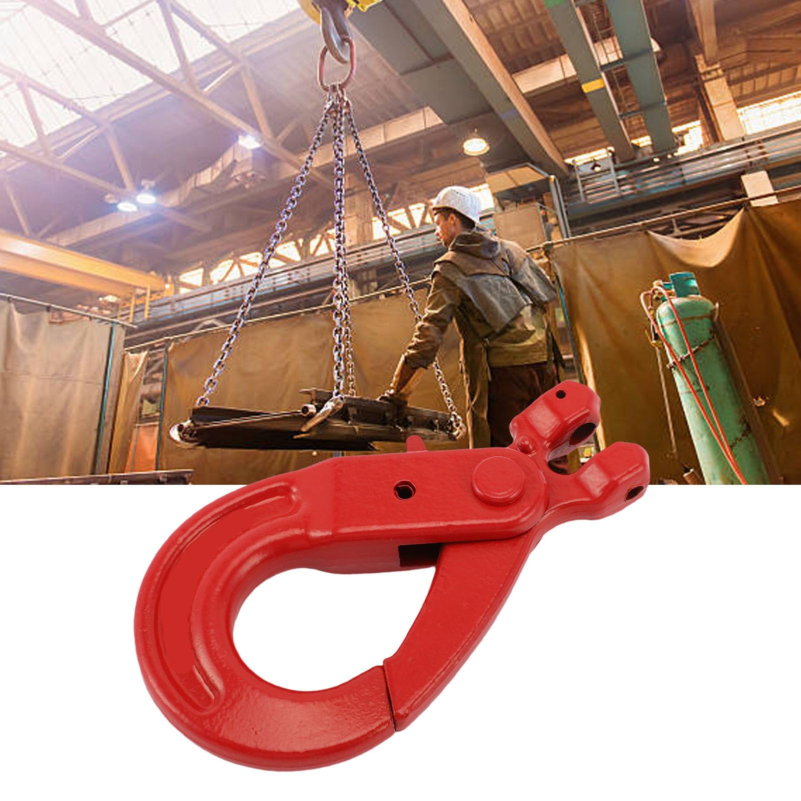 Crochet Coulissant à Chape, Crochet à Chaîne Robuste avec Construction en Acier allié, Mécanisme de Verrouillage sécurisé pour le Levage en Usine, le Transport Portuaire, la Manutention