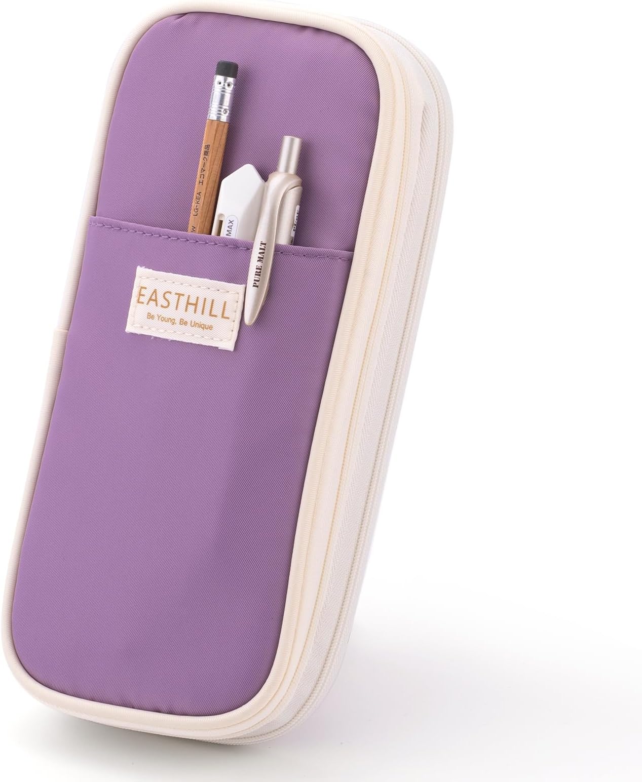 EASTHILL Polyester Big Capacity Pencil Case Large Pencil Pouch Stationery Pen Bag for Teen Girls, Purple