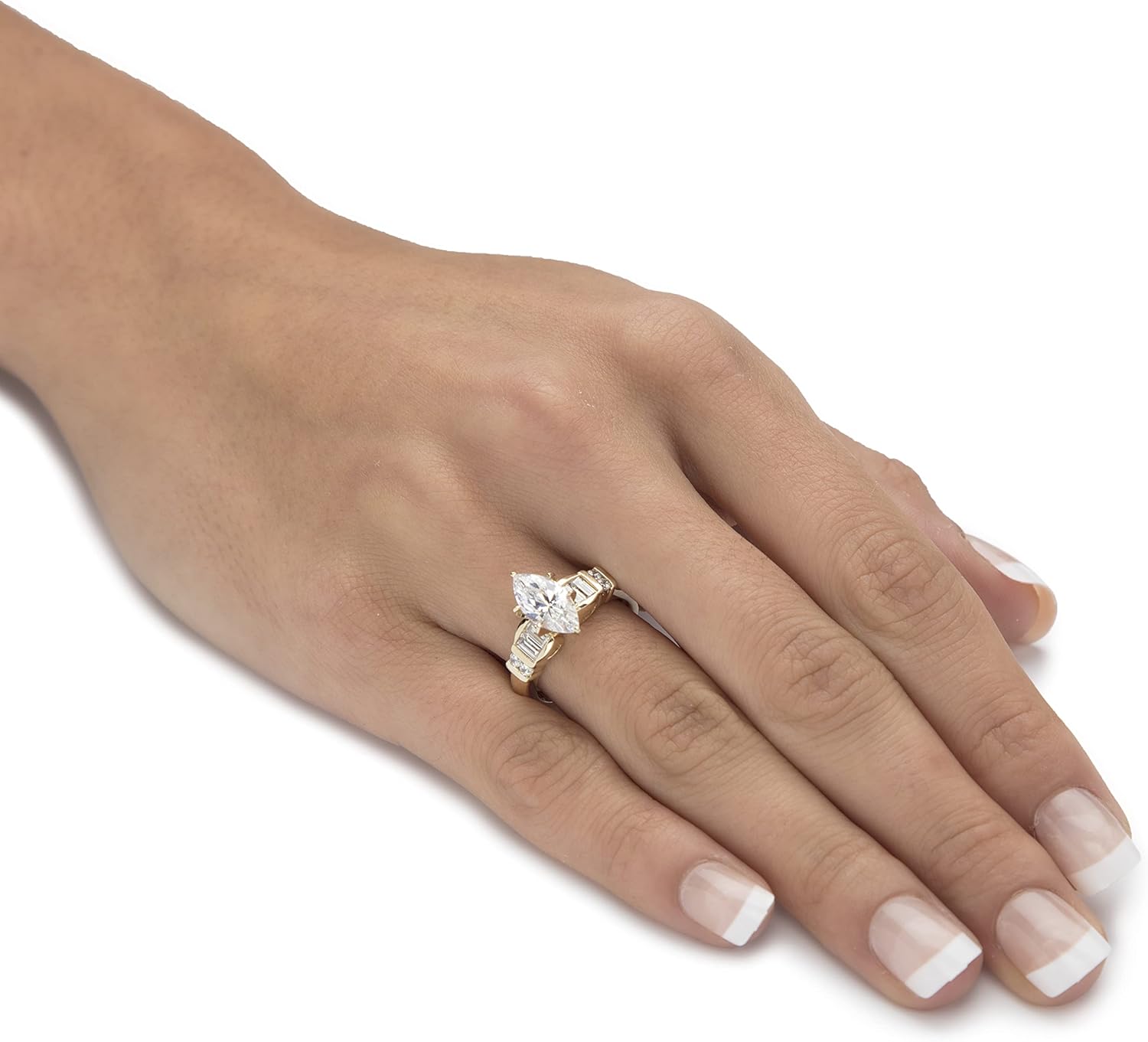 Palm Beach Jewelry PalmBeach Yellow Gold-plated Sterling Silver Marquise Cut Cubic Zirconia Engagement Ring Sizes 6-10 - Image 3