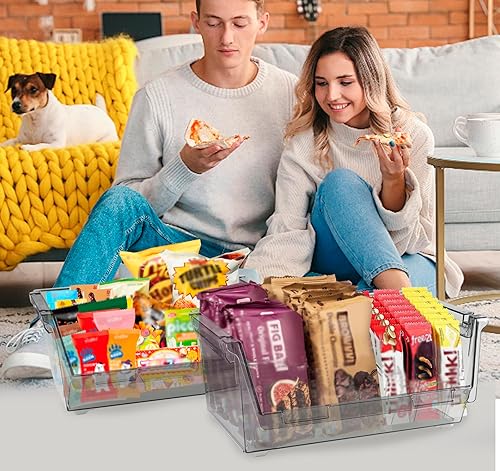 Miniatura 6 de Organizadores de despensa y almacenamiento y gabinete, contenedores de almacenamiento de plástico apilables transparentes con asas, contenedores de